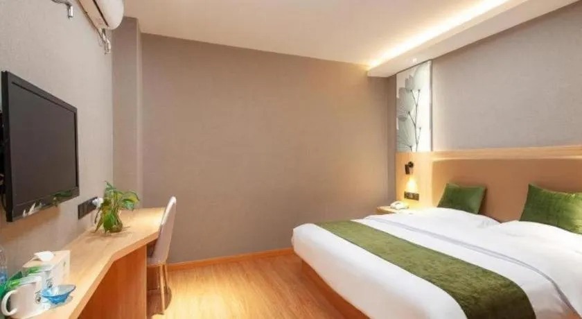Bed in GreenTree Inn Shanghai Jiading Anting Motor City Express Hotel
