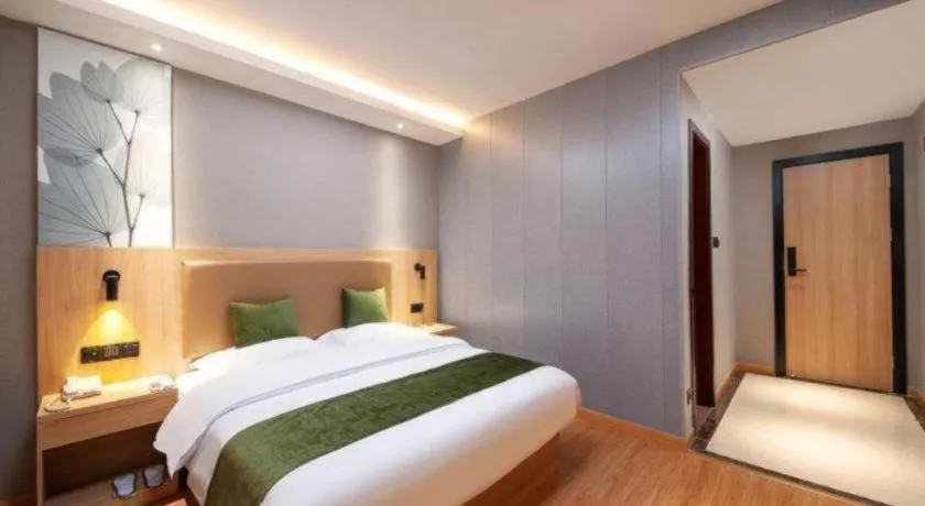 Bed in GreenTree Inn Shanghai Jiading Anting Motor City Express Hotel