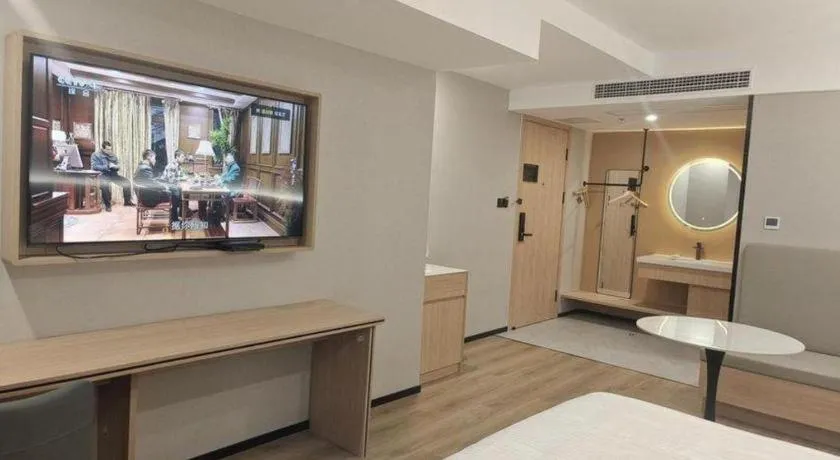 Bed in GreenTree Inn Shanghai Songjiang WanDa Plaza RonGMEi Road Express Hotel