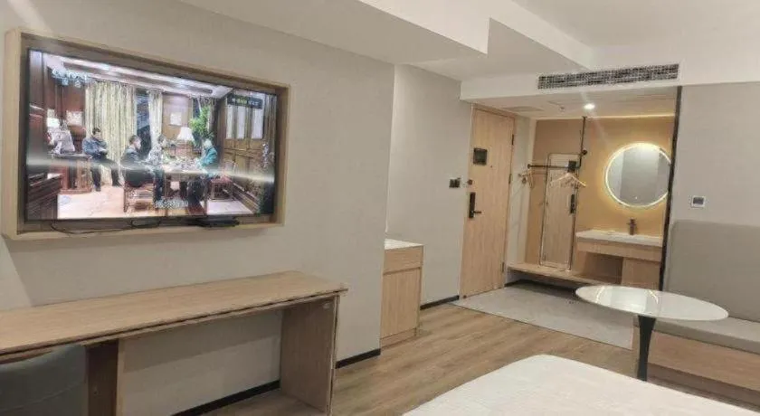 Bed in GreenTree Inn Shanghai Songjiang WanDa Plaza RonGMEi Road Express Hotel