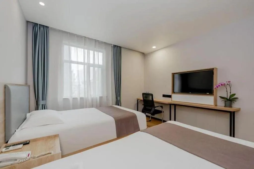 Bed in GreenTree Inn Nanjing Confucius Temple Sanshan Street Subway Station Express Hotel