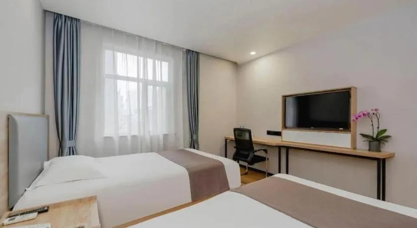 Bed in GreenTree Inn Nanjing Confucius Temple Sanshan Street Subway Station Express Hotel