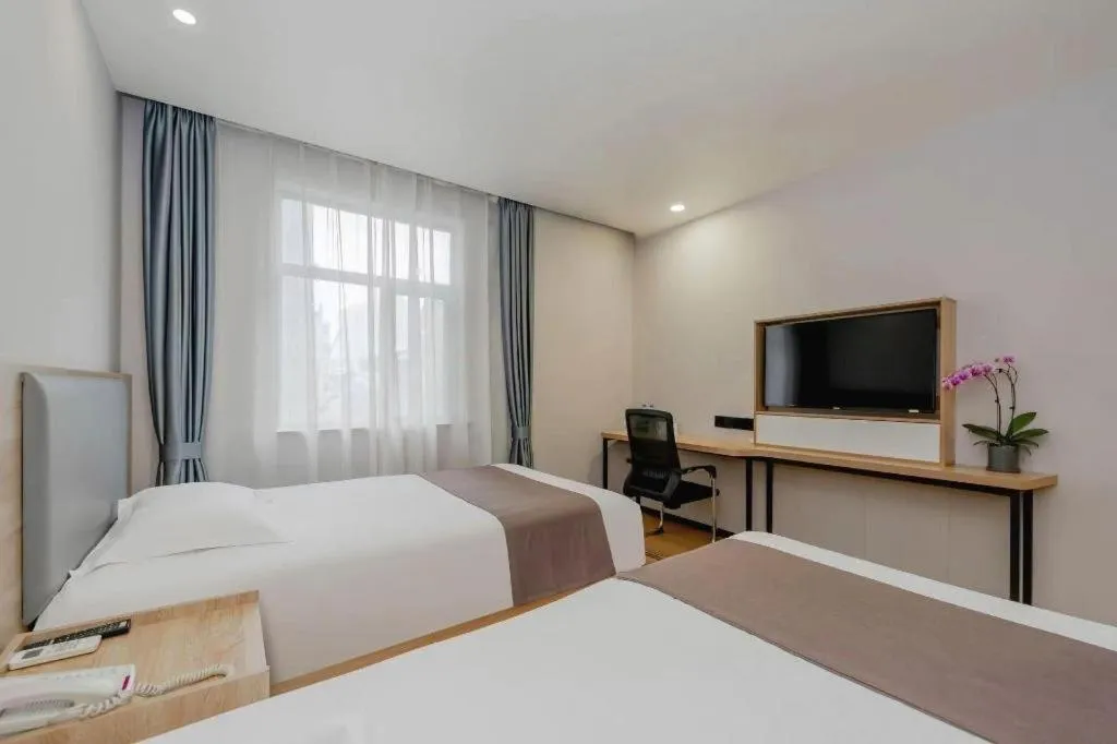 Bed in GreenTree Inn Nanjing Confucius Temple Sanshan Street Subway Station Express Hotel