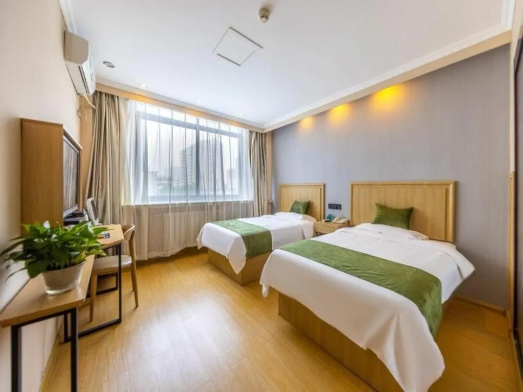 Bed in GreenTree Inn Lanzhou Gongjiawan Yangjiaqiao Express Hotel