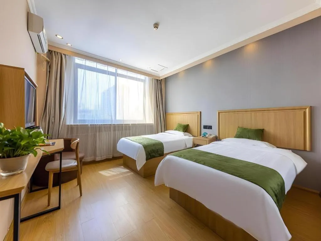 Bed in GreenTree Inn Lanzhou Gongjiawan Yangjiaqiao Express Hotel