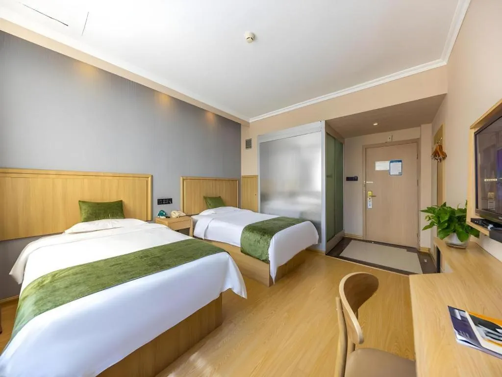 Bed in GreenTree Inn Lanzhou Gongjiawan Yangjiaqiao Express Hotel