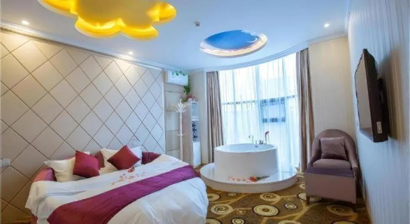 Bed in GreenTree Inn Wuxi Donggang Town Donghutang Shell Hotel