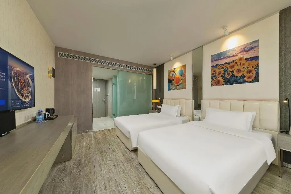 Bed in Jinjiang Metropolo Hotel Shenyang Country Garden Datong Lake Subway Station Branch