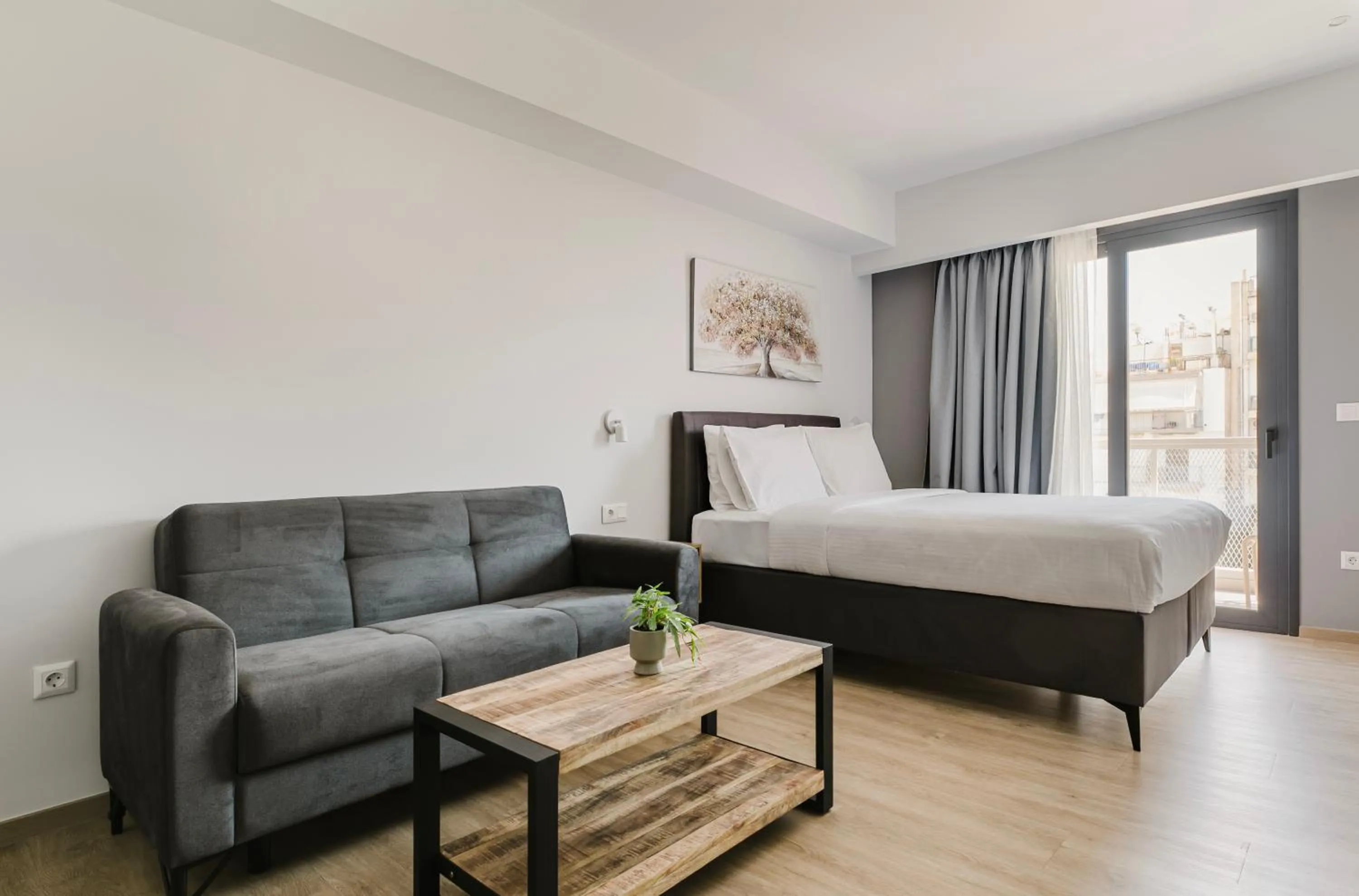 Living room, Bed in B48 Athens Dafni