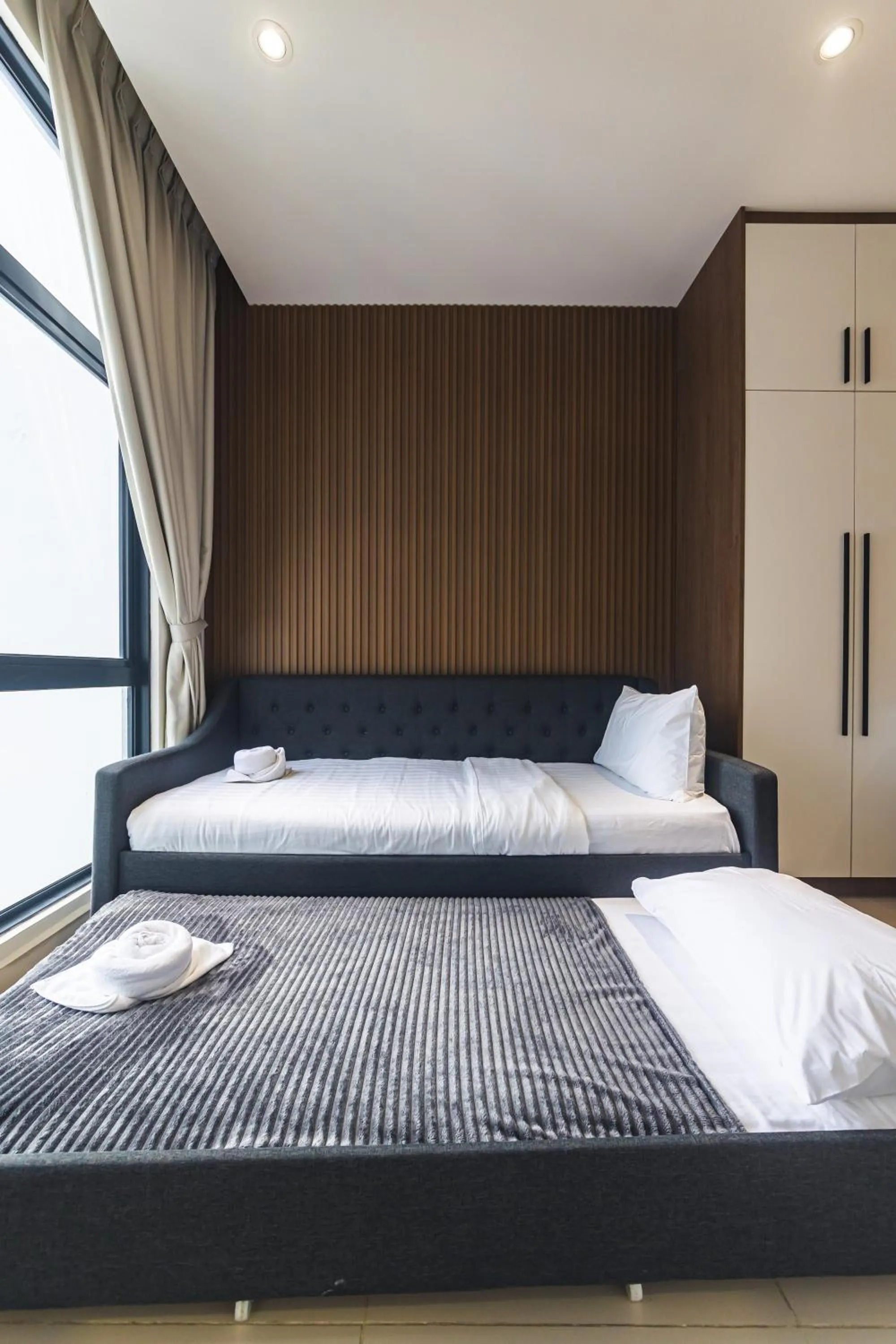 Bed in 5StarPanda Seaview Suites at The Shore Kota Kinabalu