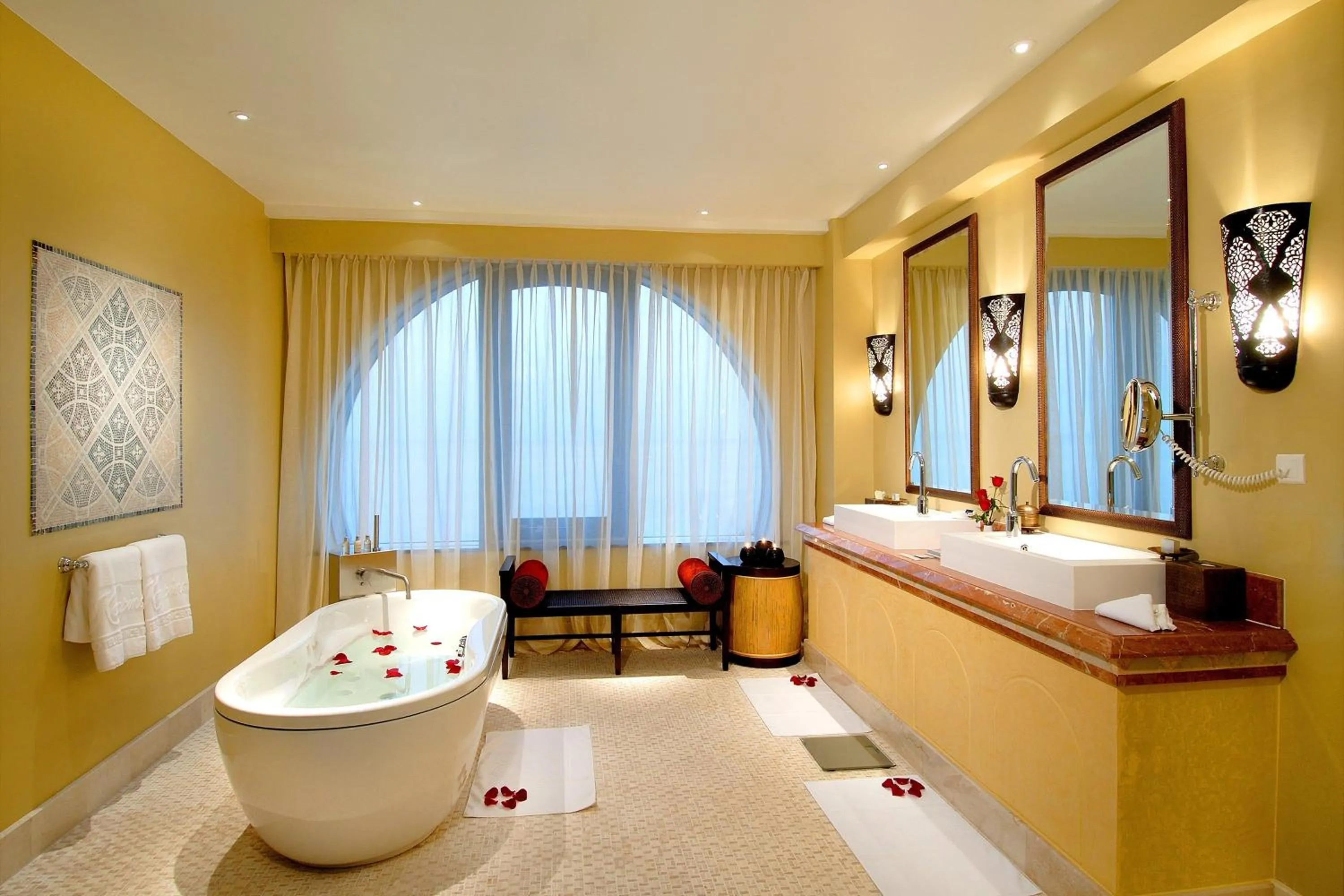 Bathroom, Bed in Djibouti Palace Kempinski