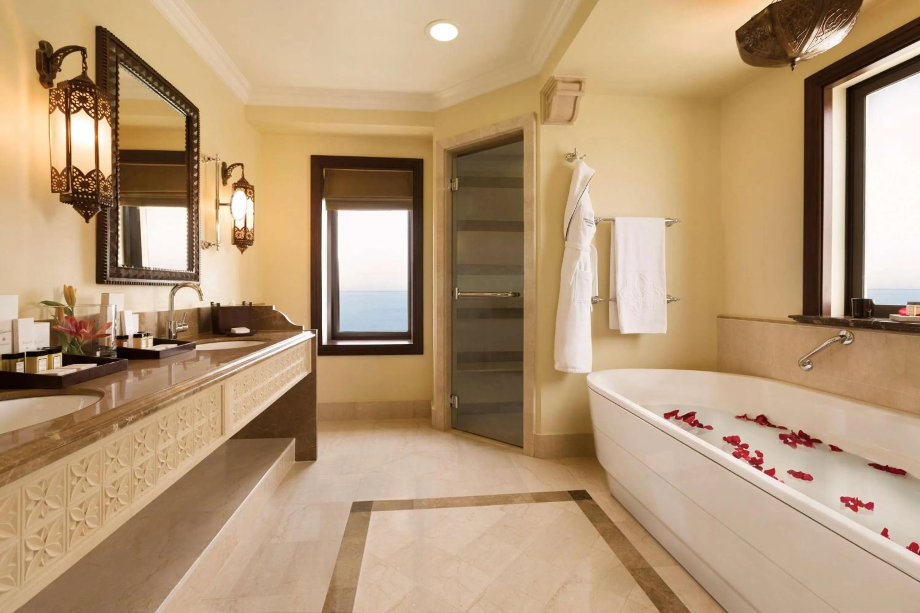 Bathroom, Bed in Djibouti Palace Kempinski