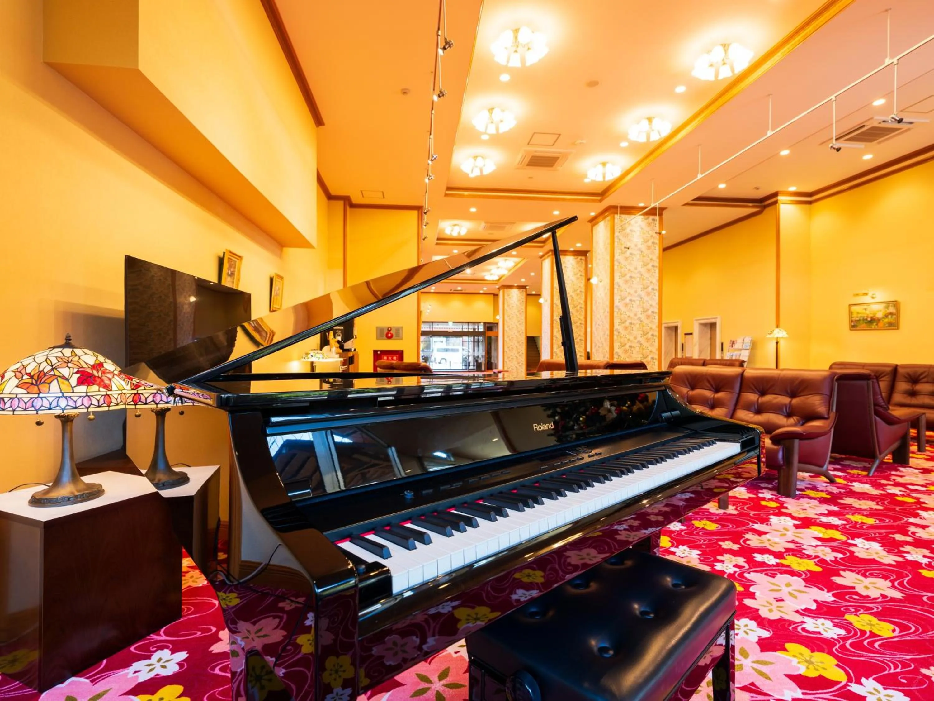 Seating area in BeppuOnsen Hotel Sansenkaku