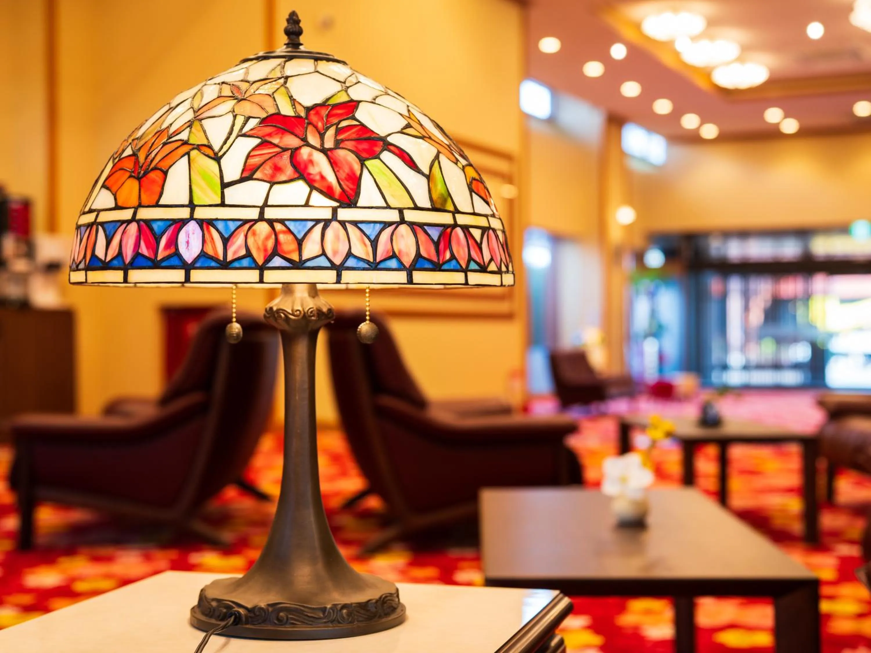 Seating area in BeppuOnsen Hotel Sansenkaku