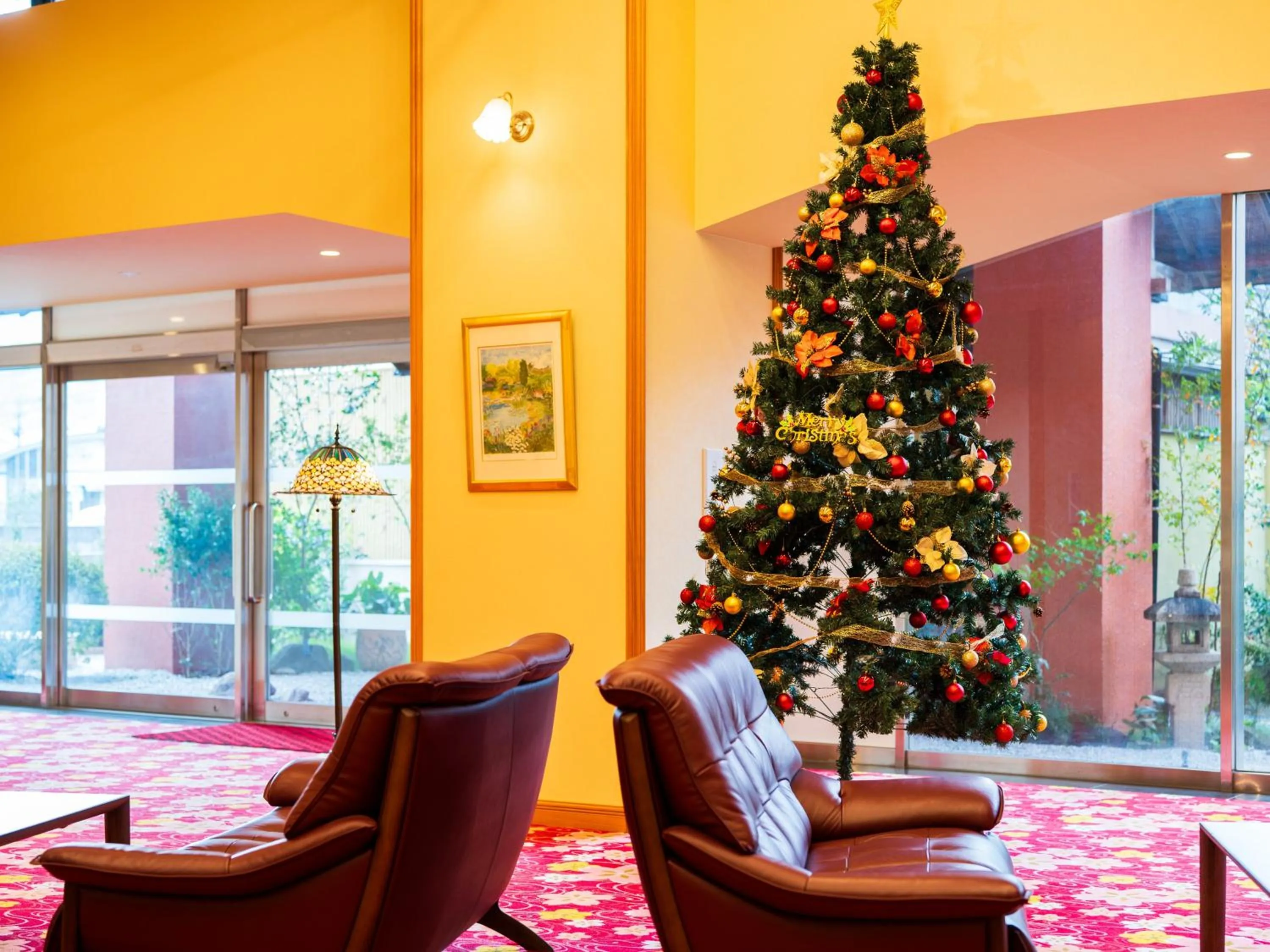 Seating area in BeppuOnsen Hotel Sansenkaku