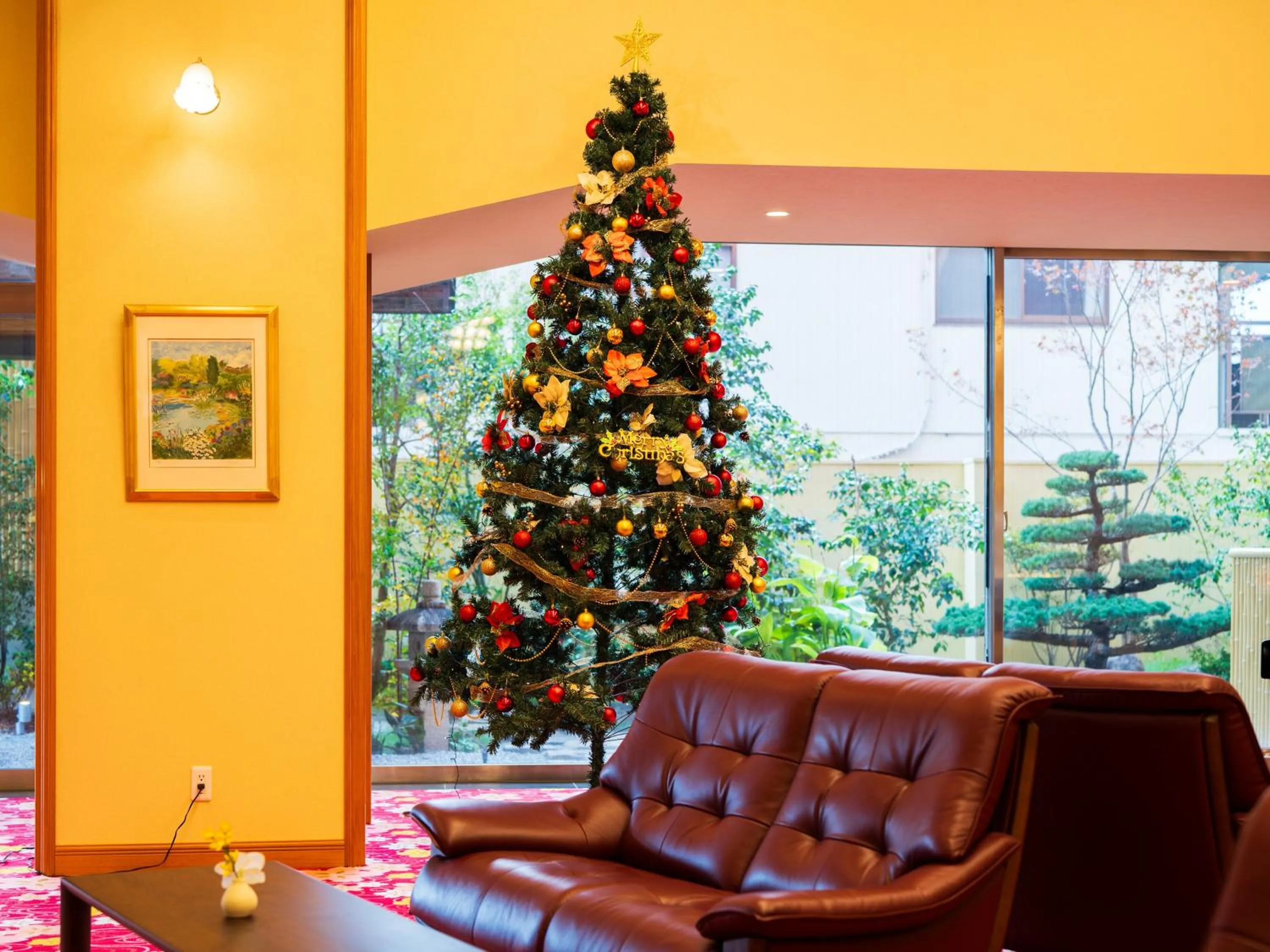 Seating area in BeppuOnsen Hotel Sansenkaku