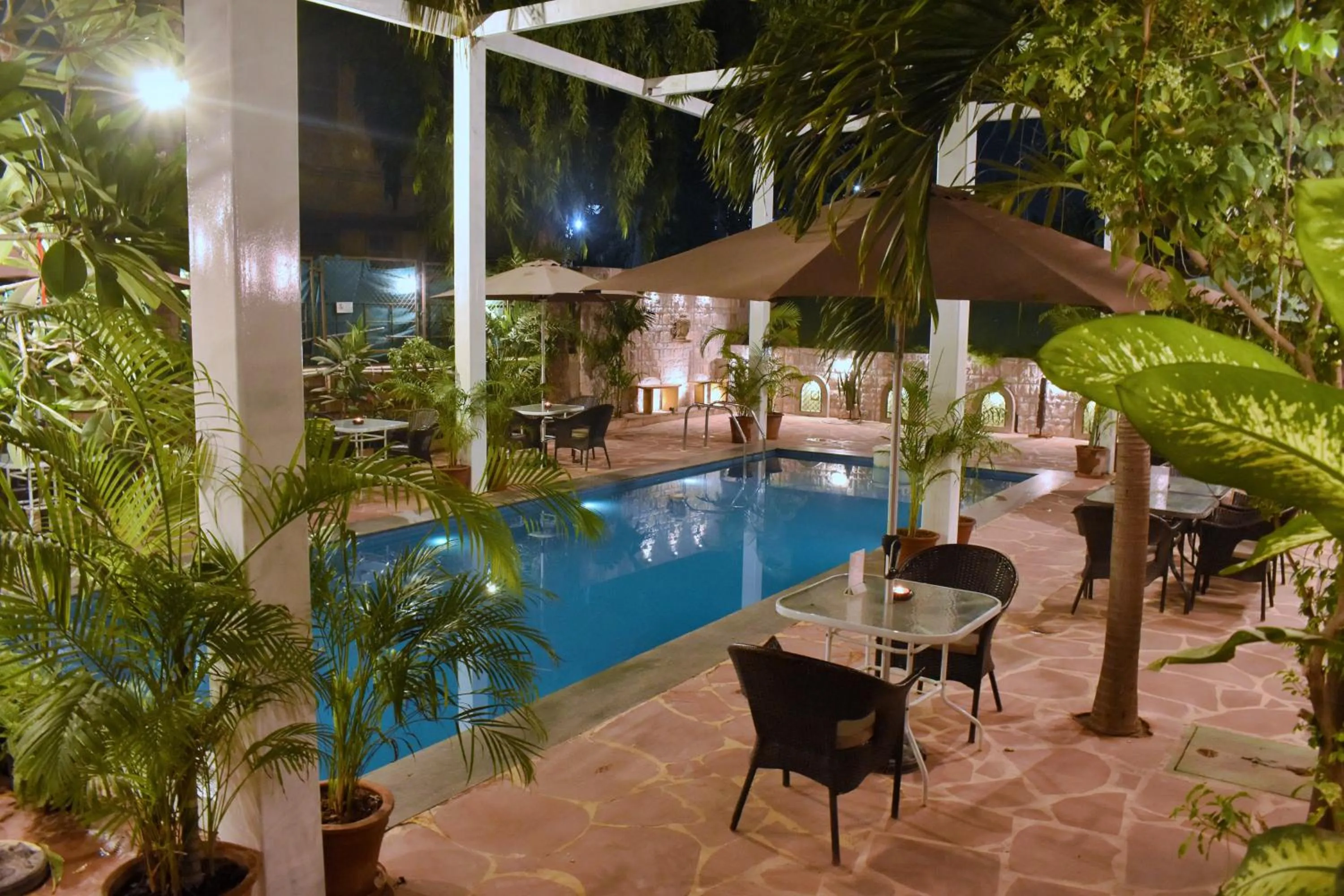 Pool view in WelcomHeritage Mani Mansion