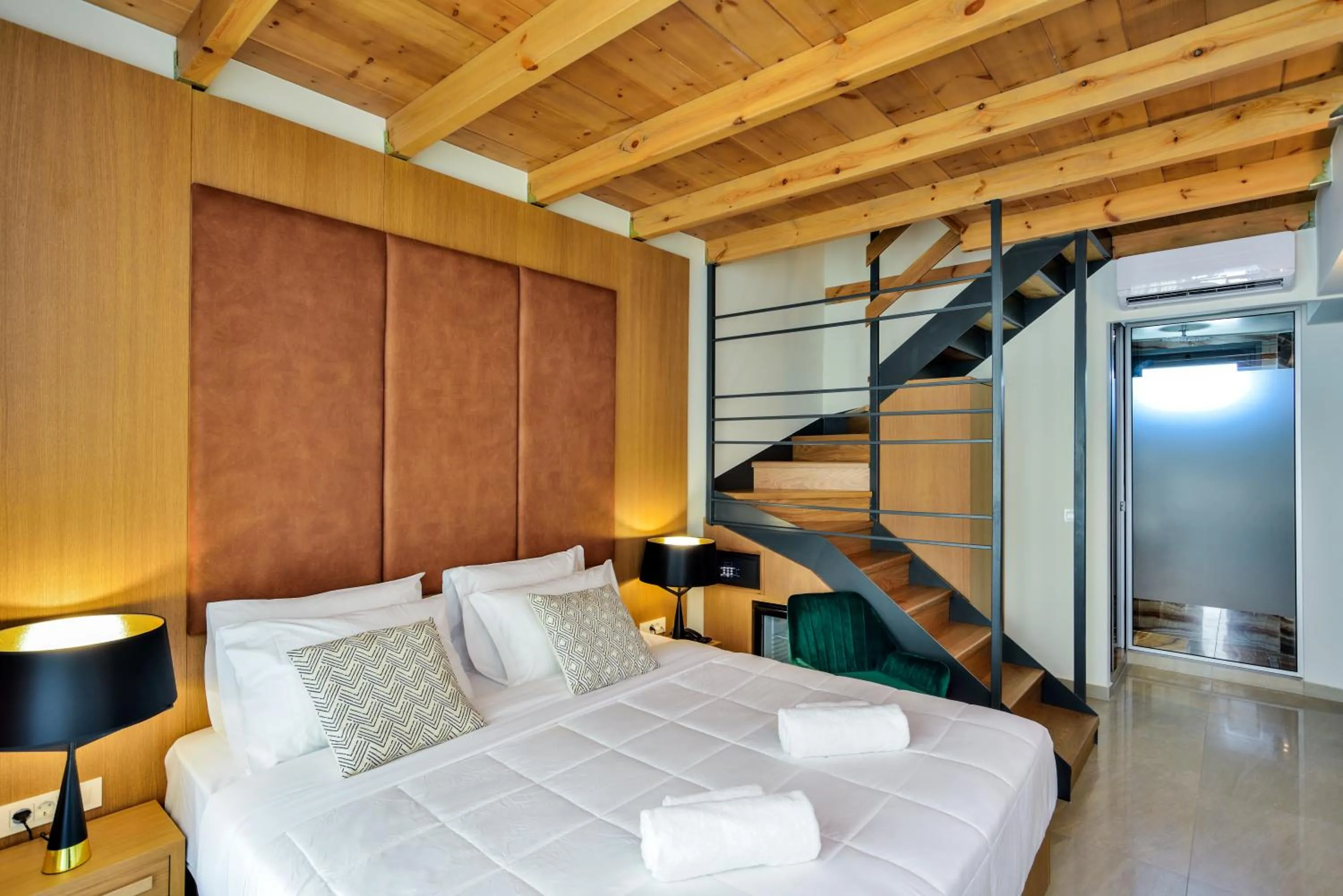 Bed in Elia Agia Marina Hotel