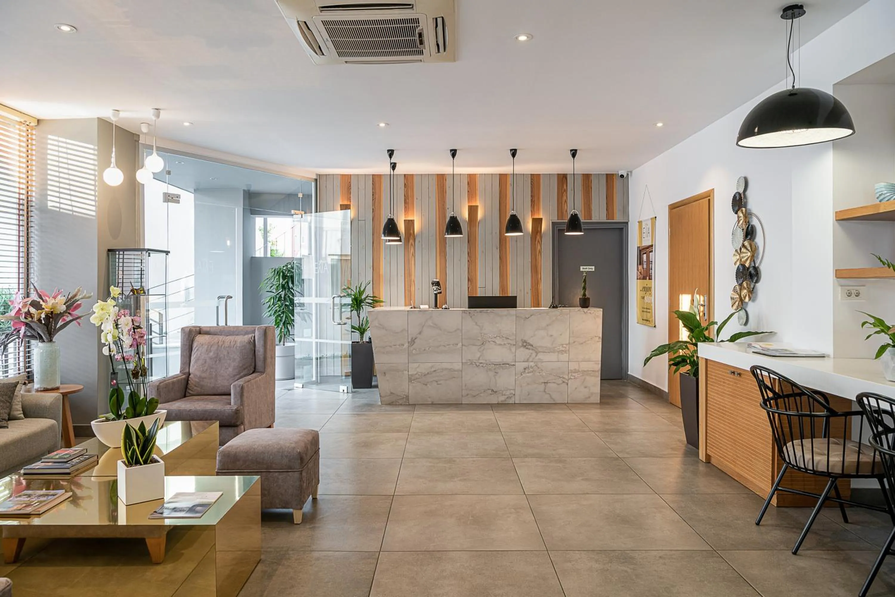 Lobby or reception in Elia Agia Marina Hotel