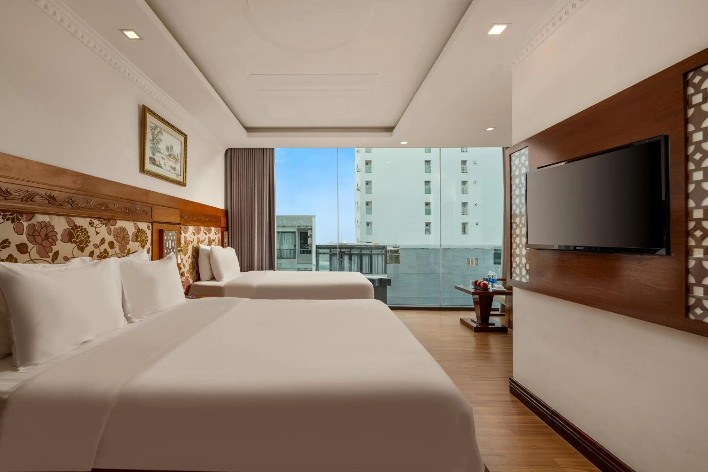 View (from property/room), Bed in A9 Beach Hotel Da Nang