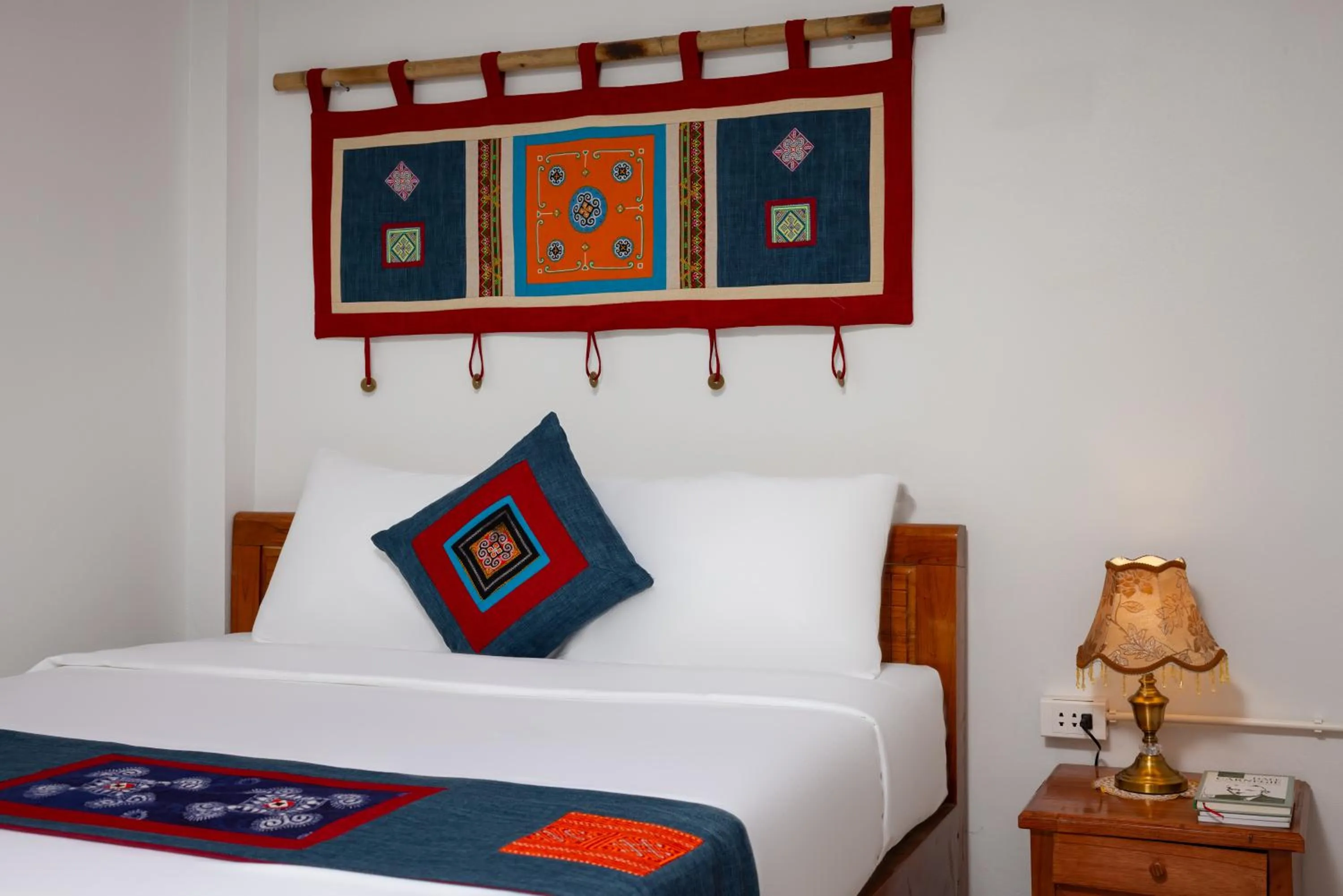 Decorative detail, Bed in July House Central Sapa