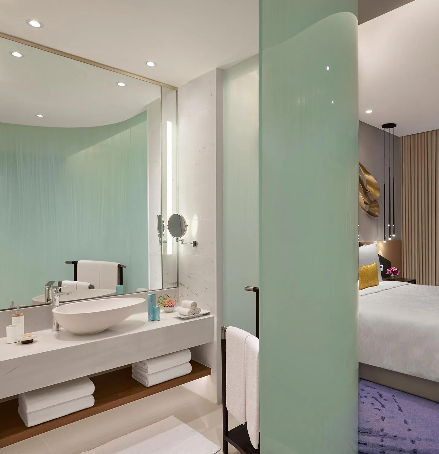 Bathroom, Bed in Nuwa Sri Lanka at City of Dreams