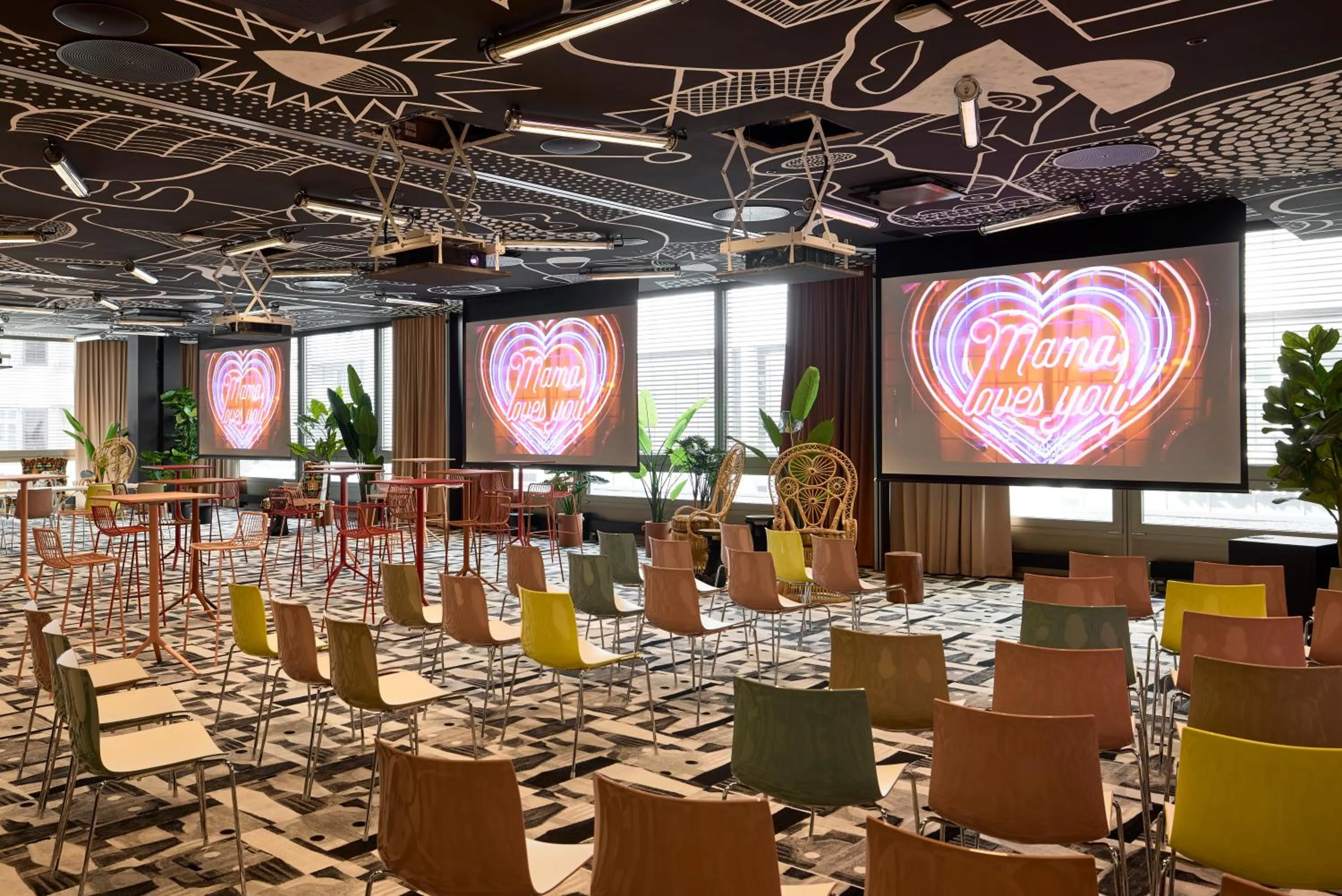 Seating area in Mama Shelter Zurich