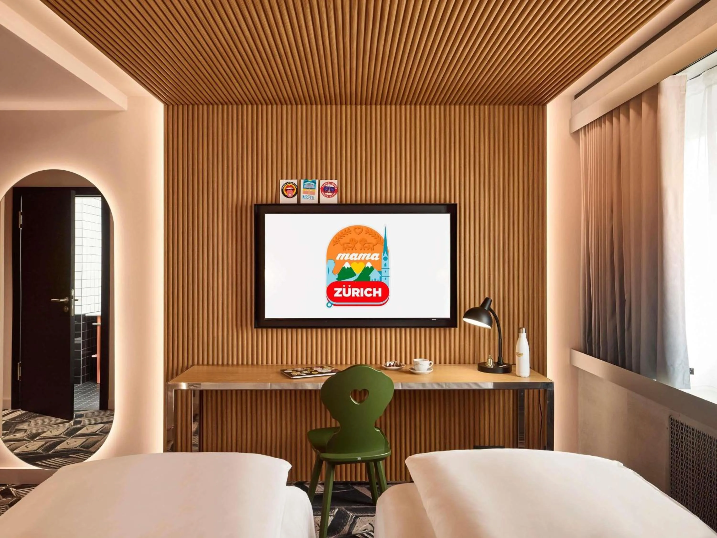 Bedroom, Bed in Mama Shelter Zurich