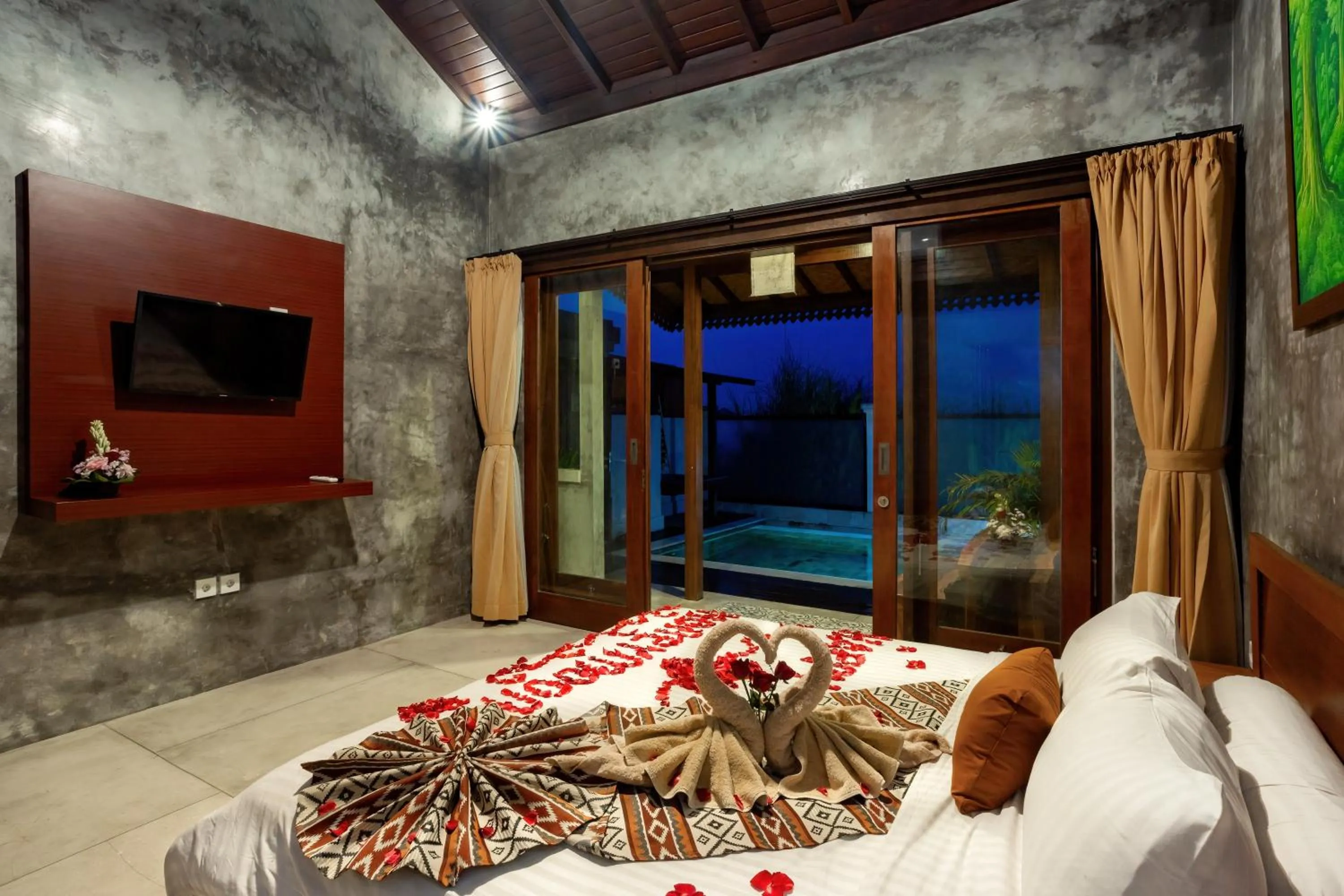 View (from property/room), Bed in Om Villas Kedungu