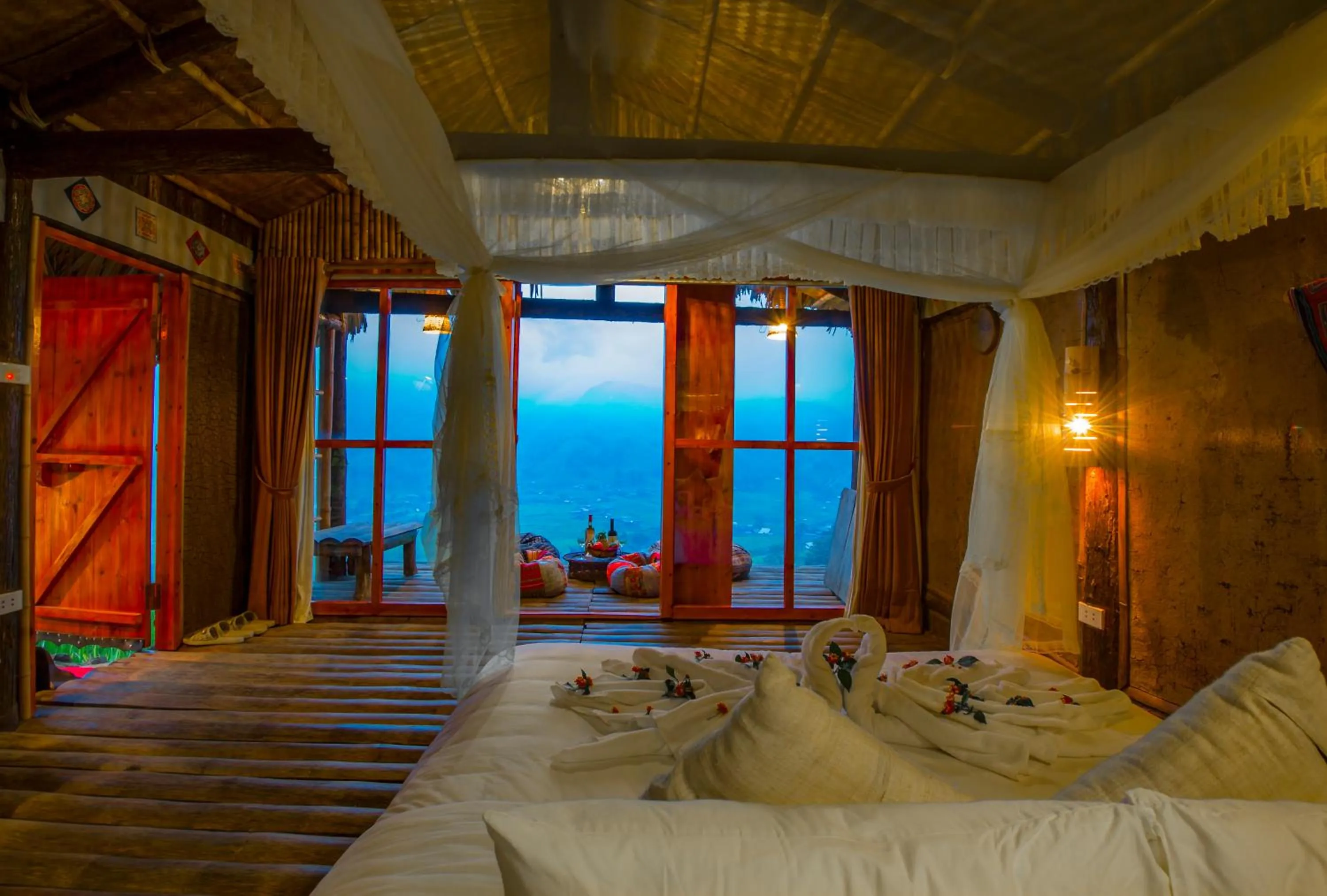 Living room, Bed in Eco Palms House - Sapa Retreat