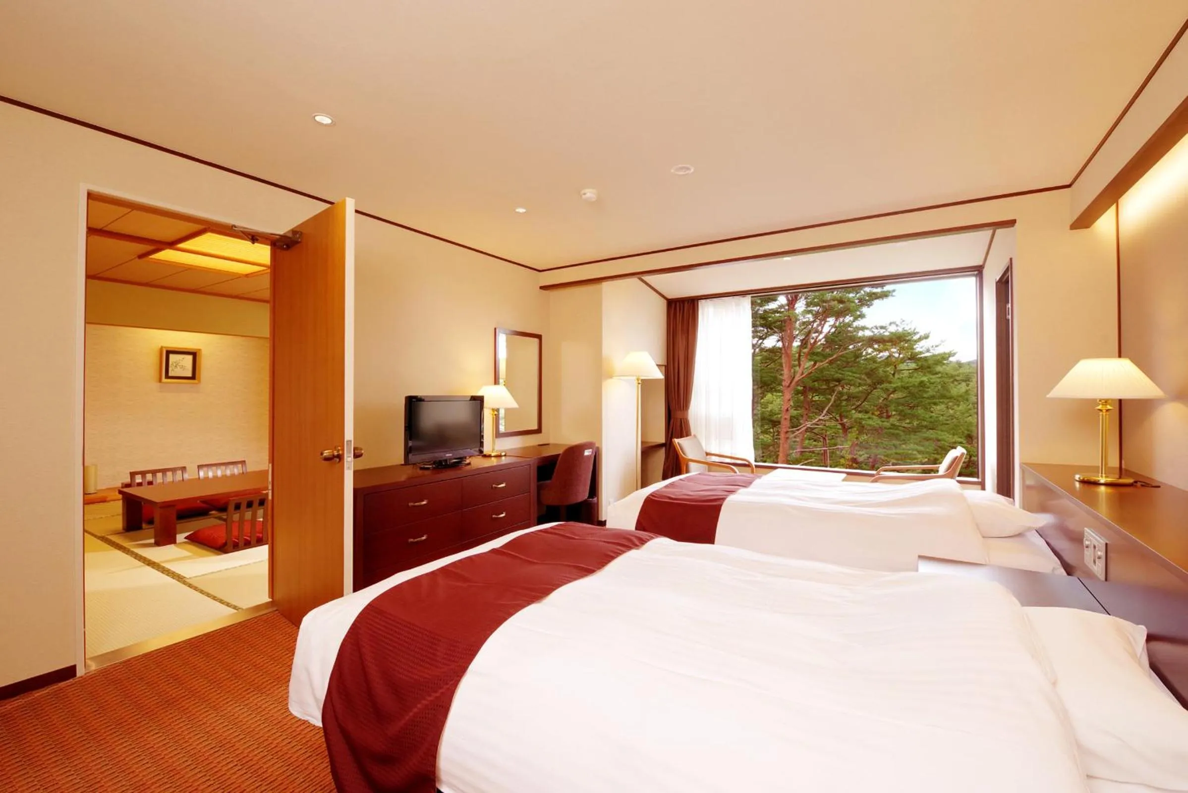 Bed in Jodogahama Park Hotel