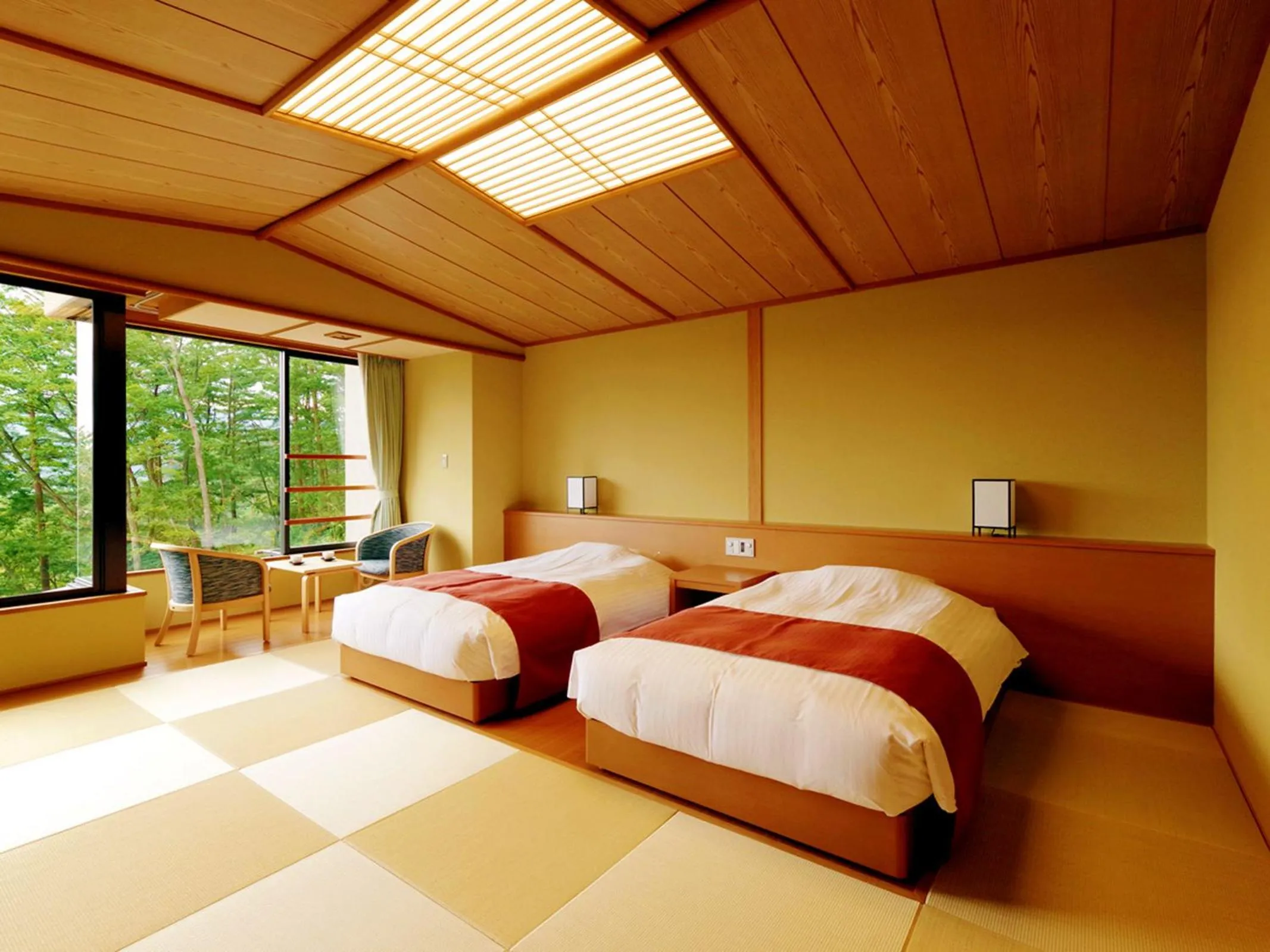 Bed in Jodogahama Park Hotel