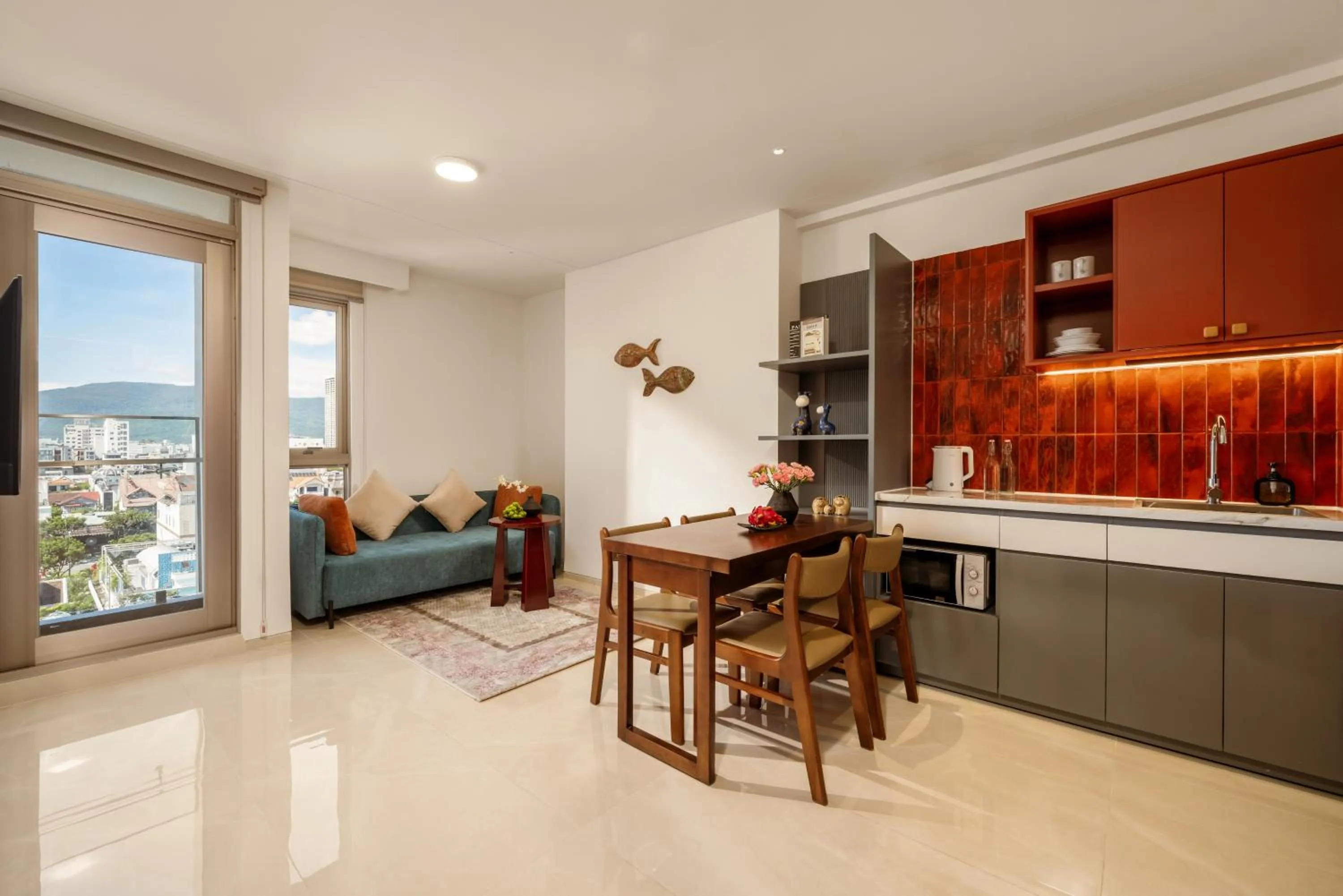 Kitchen or kitchenette in Amber Bay Hotel & Suites Da Nang