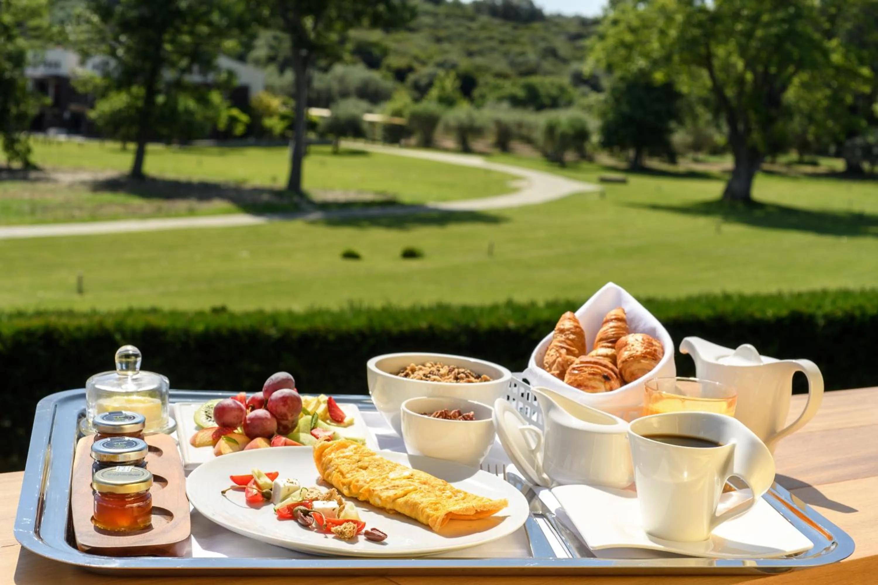 Breakfast in Avaton Luxury Beach Resort - Relais & Chateaux