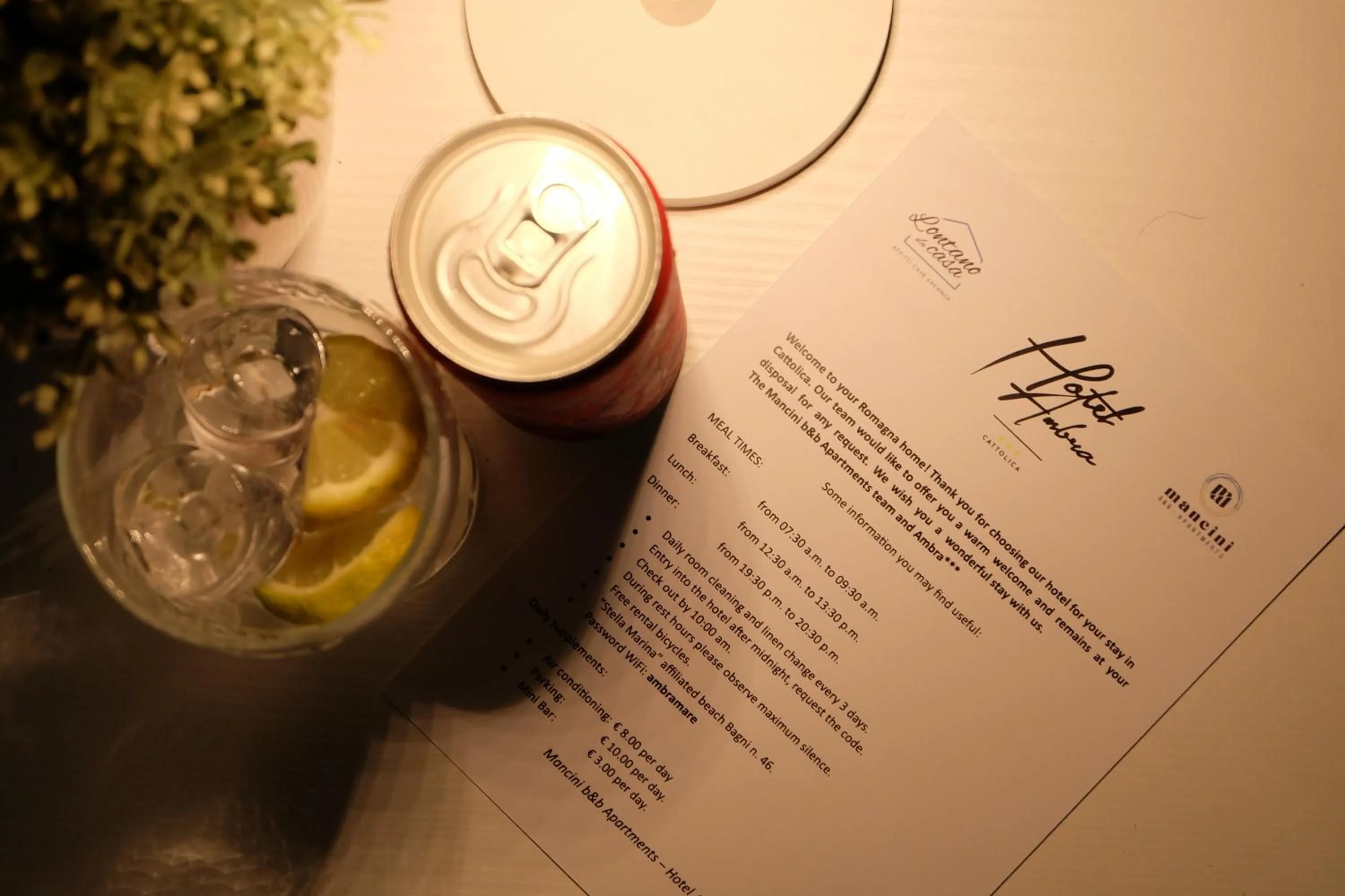 Food and drinks in Ambra Hotel Cattolica