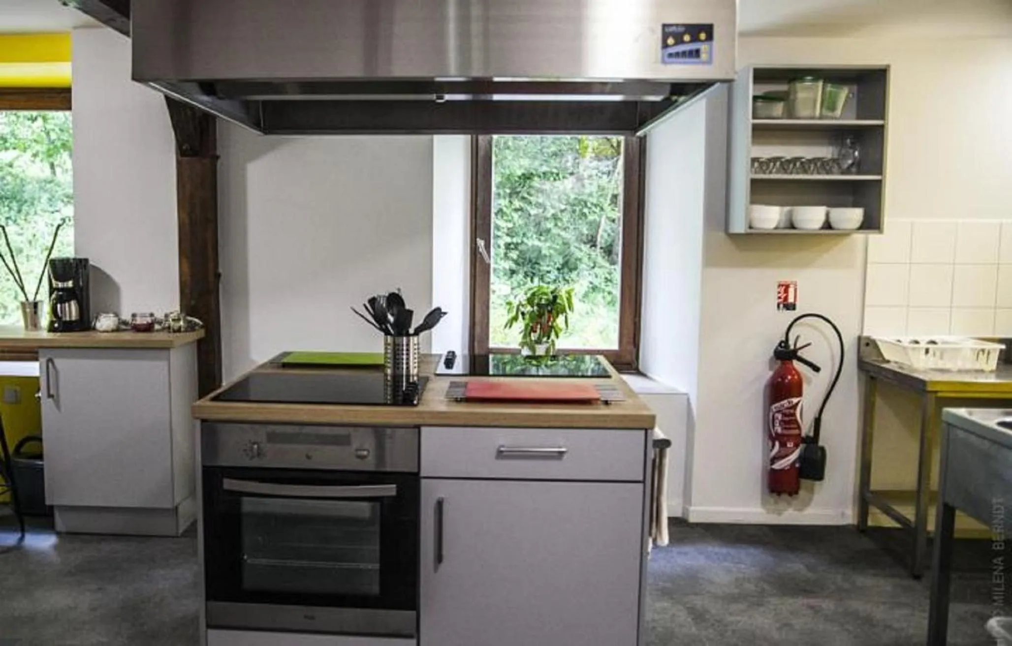 Communal kitchen in 1861 Châtel Hostel