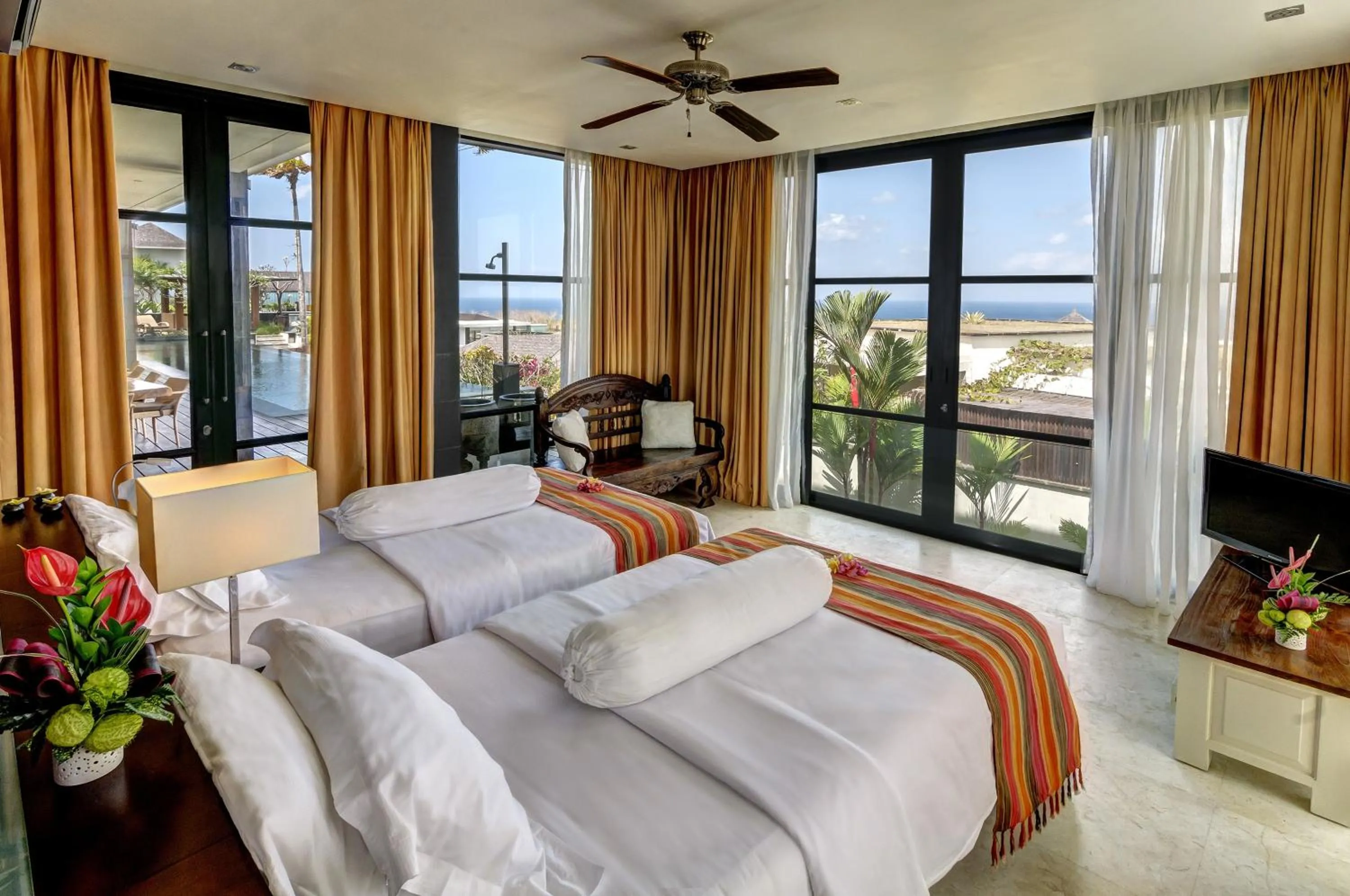 Patio, Bed in Private Villas of Bali