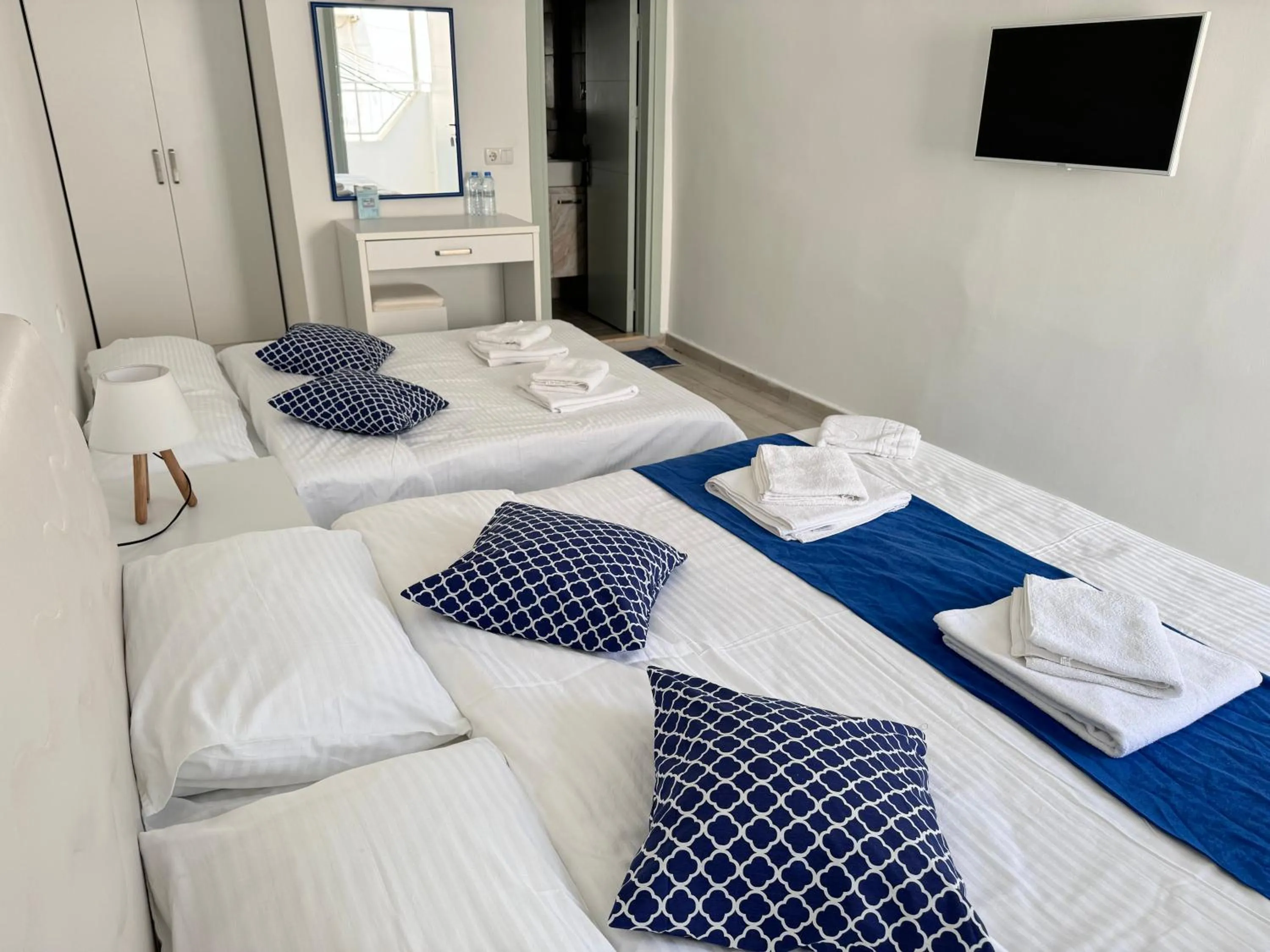 Bed in White and Blue Bodrum