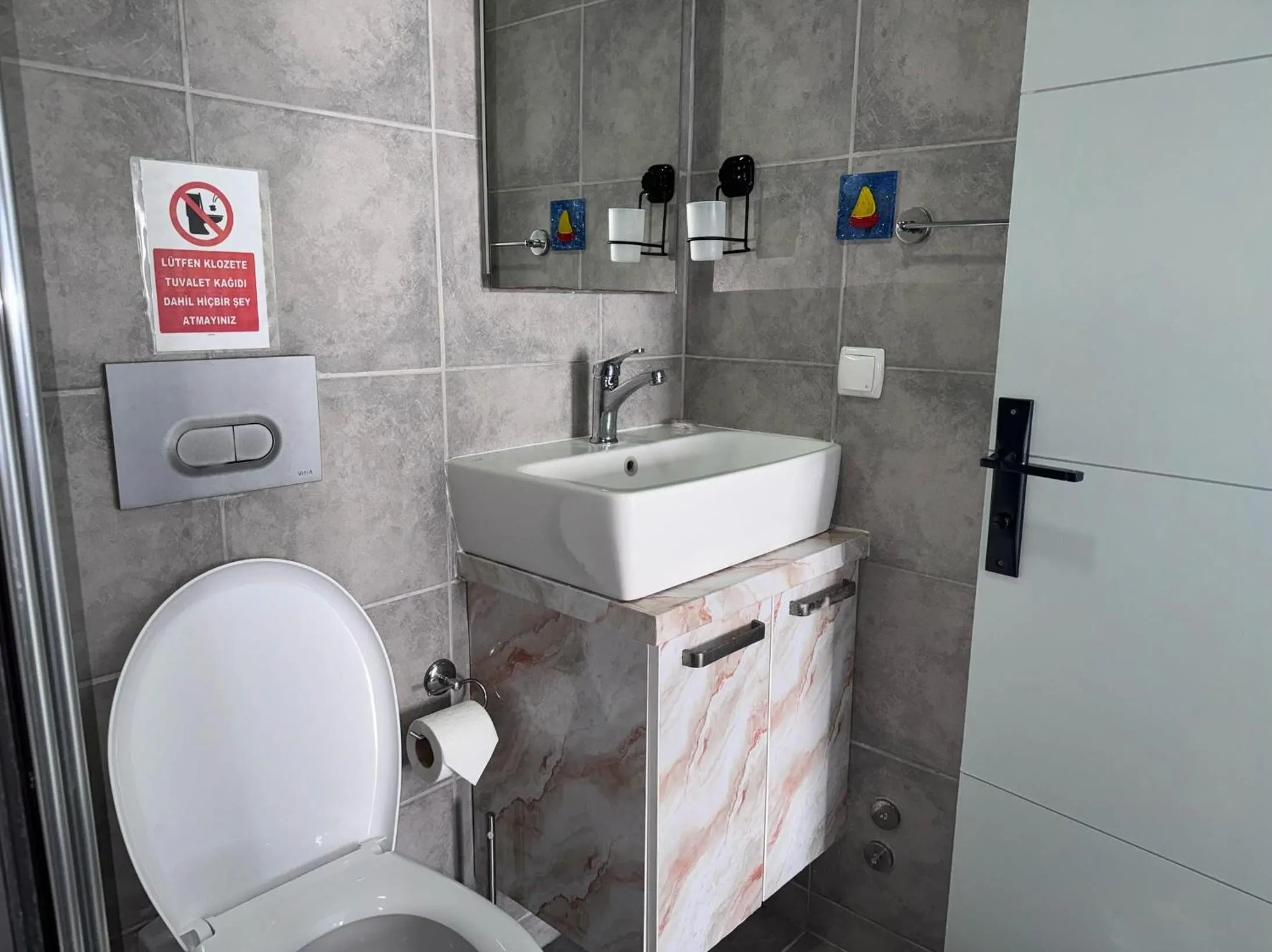 Toilet in White and Blue Bodrum