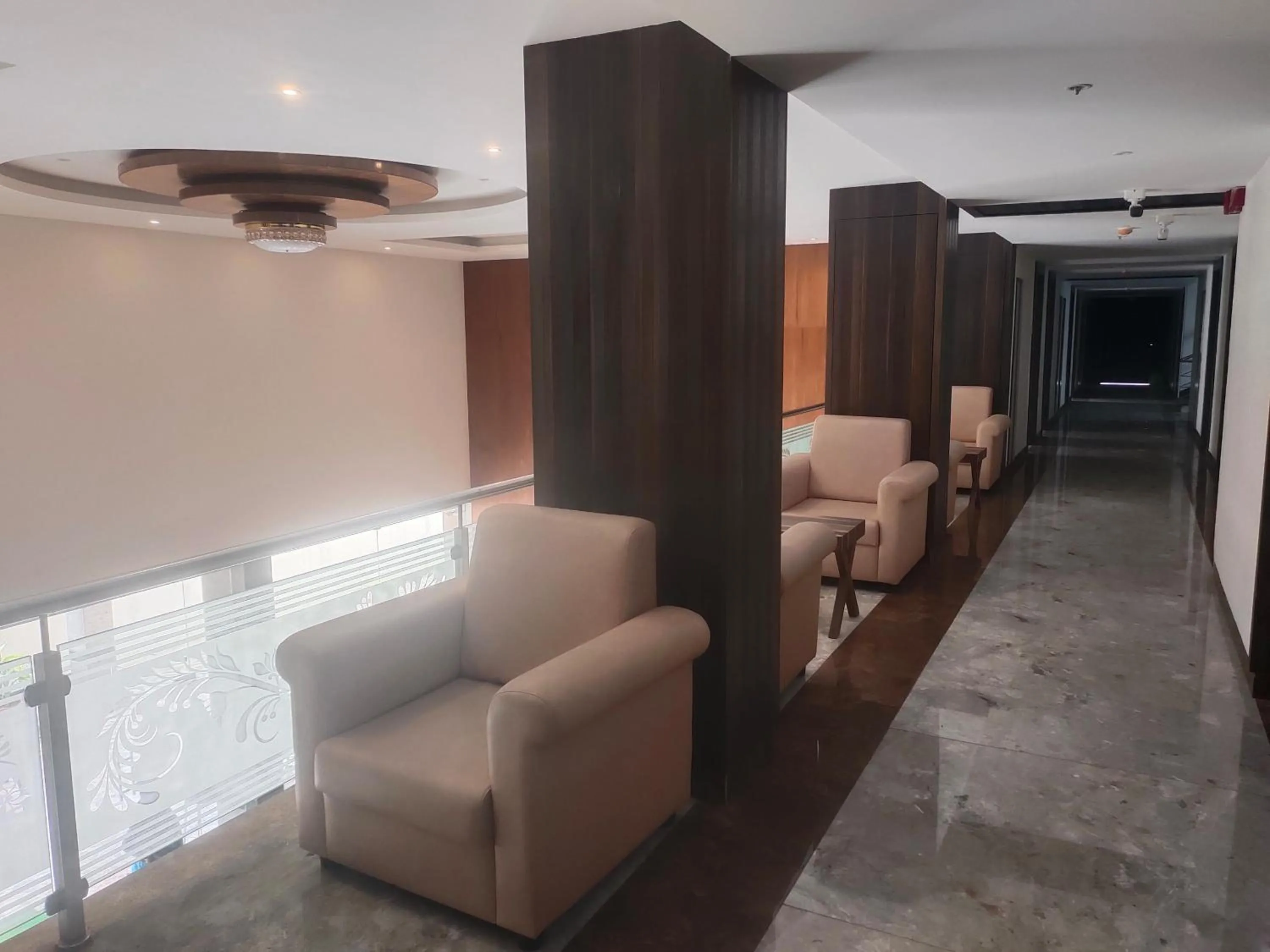 Seating area in Monarch Express, Sri City