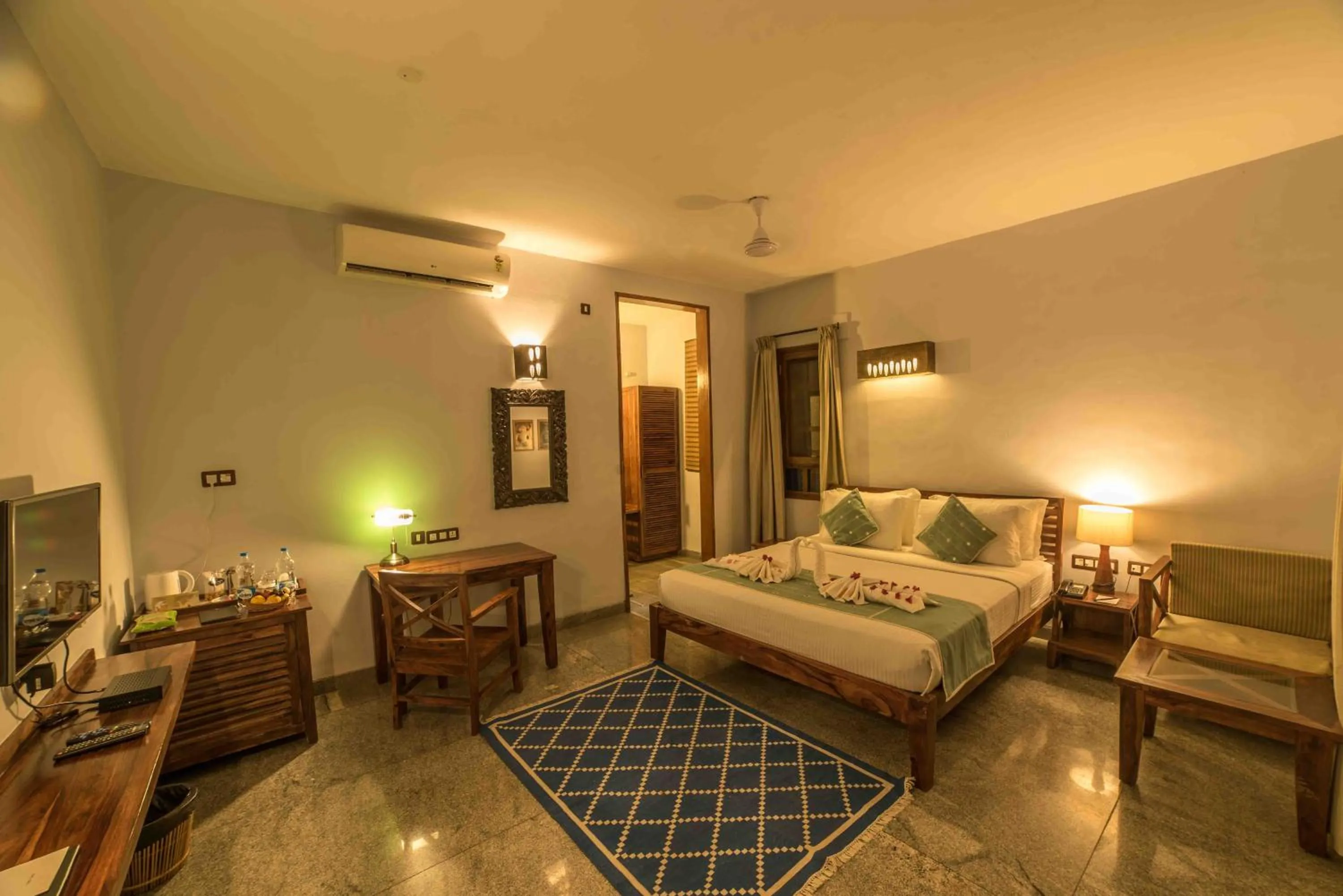 Bed in Heritage Resort Hampi