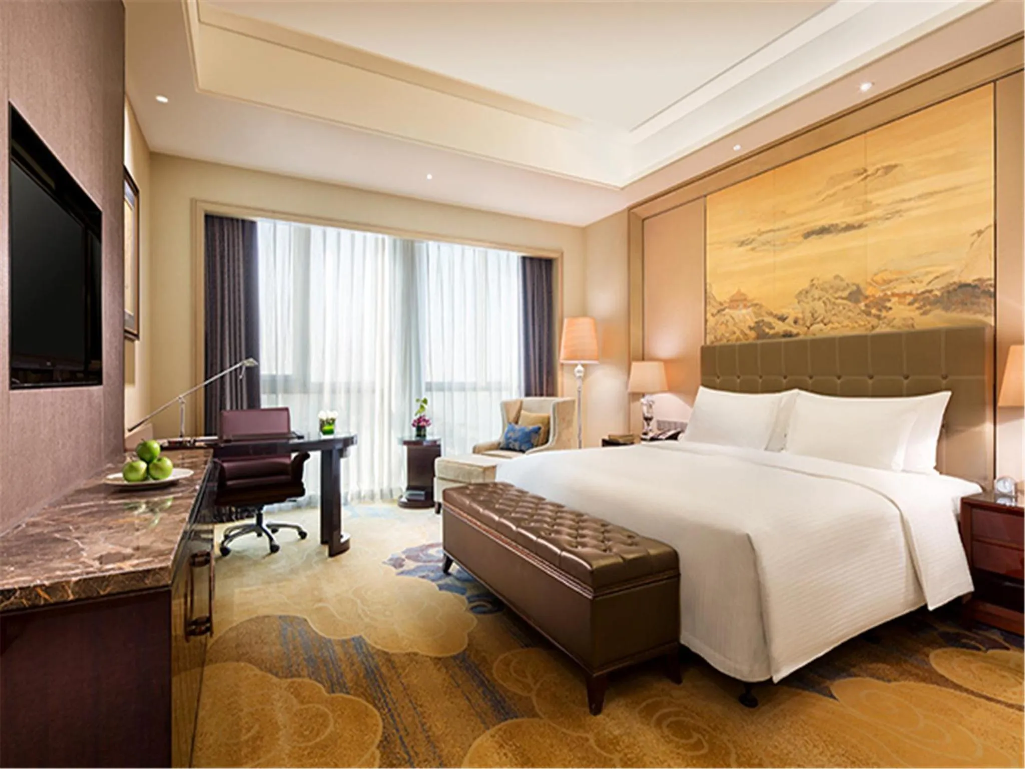 Bedroom, Bed in Wanda Realm Fushun