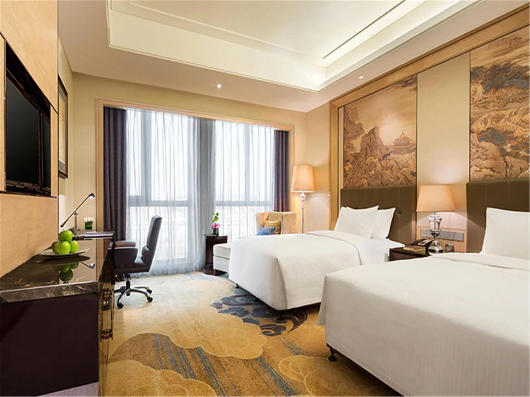 Bedroom, Bed in Wanda Realm Fushun