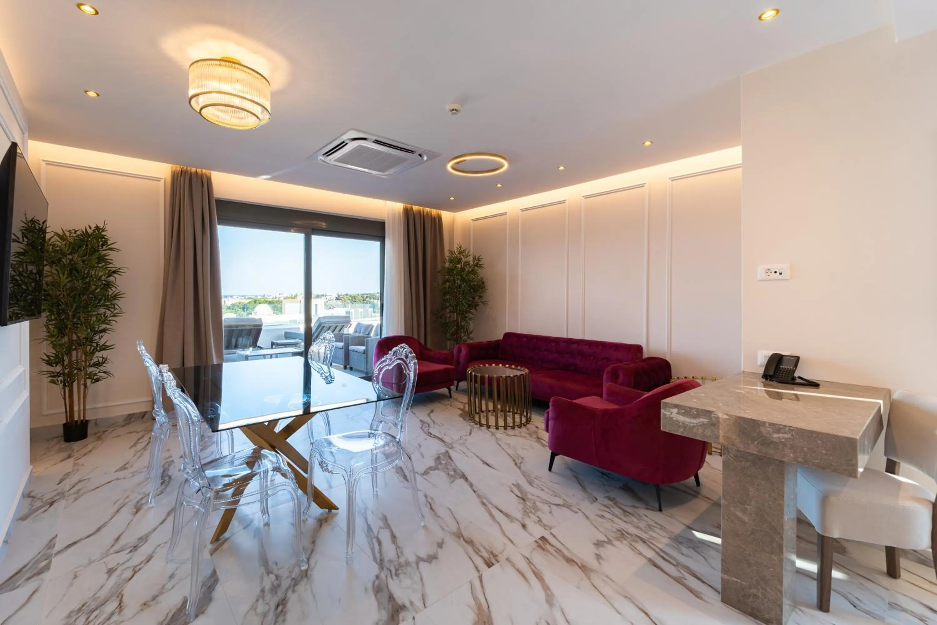 Living room in Philia Center Suites