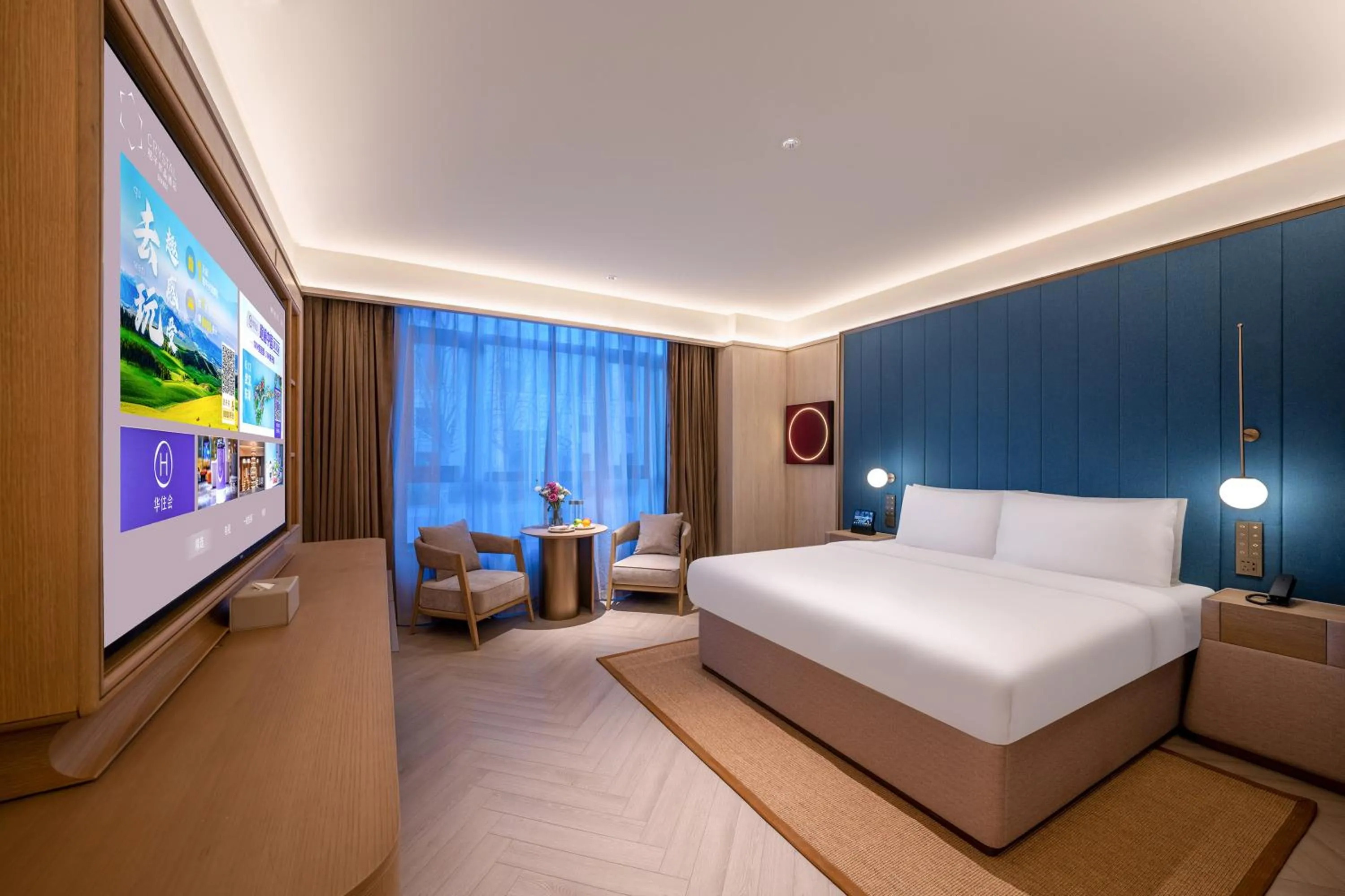 Bed in Jingdong Headquarters Crystal Orange Hotel, Yizhuang, Beijing