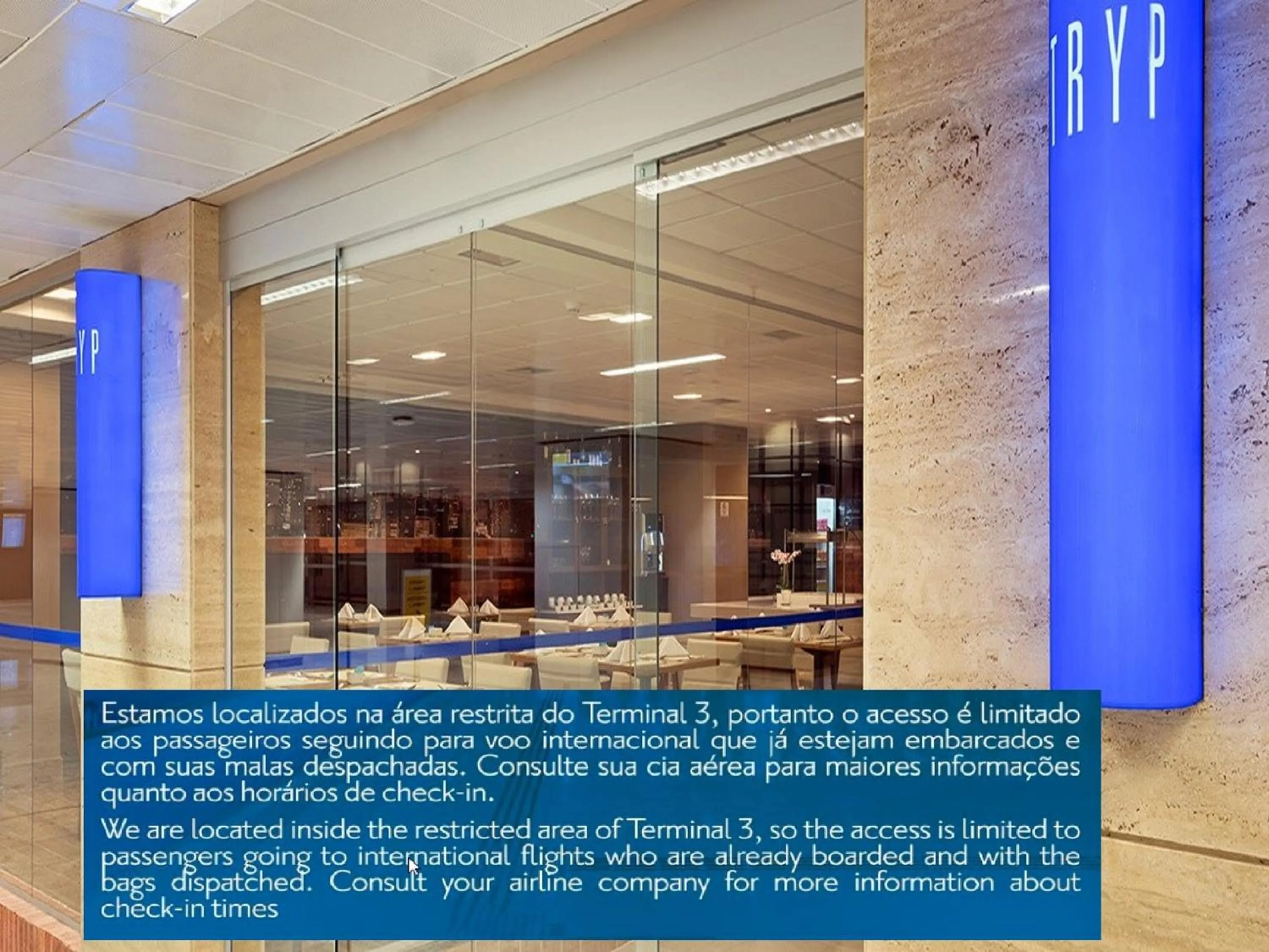 Facade/entrance in TRYP BY WYNDHAM São Paulo Airport - Hotel de Transito Terminal 3 -Lado Ar - Área restrita á passageiros já embarcados - Piso 1