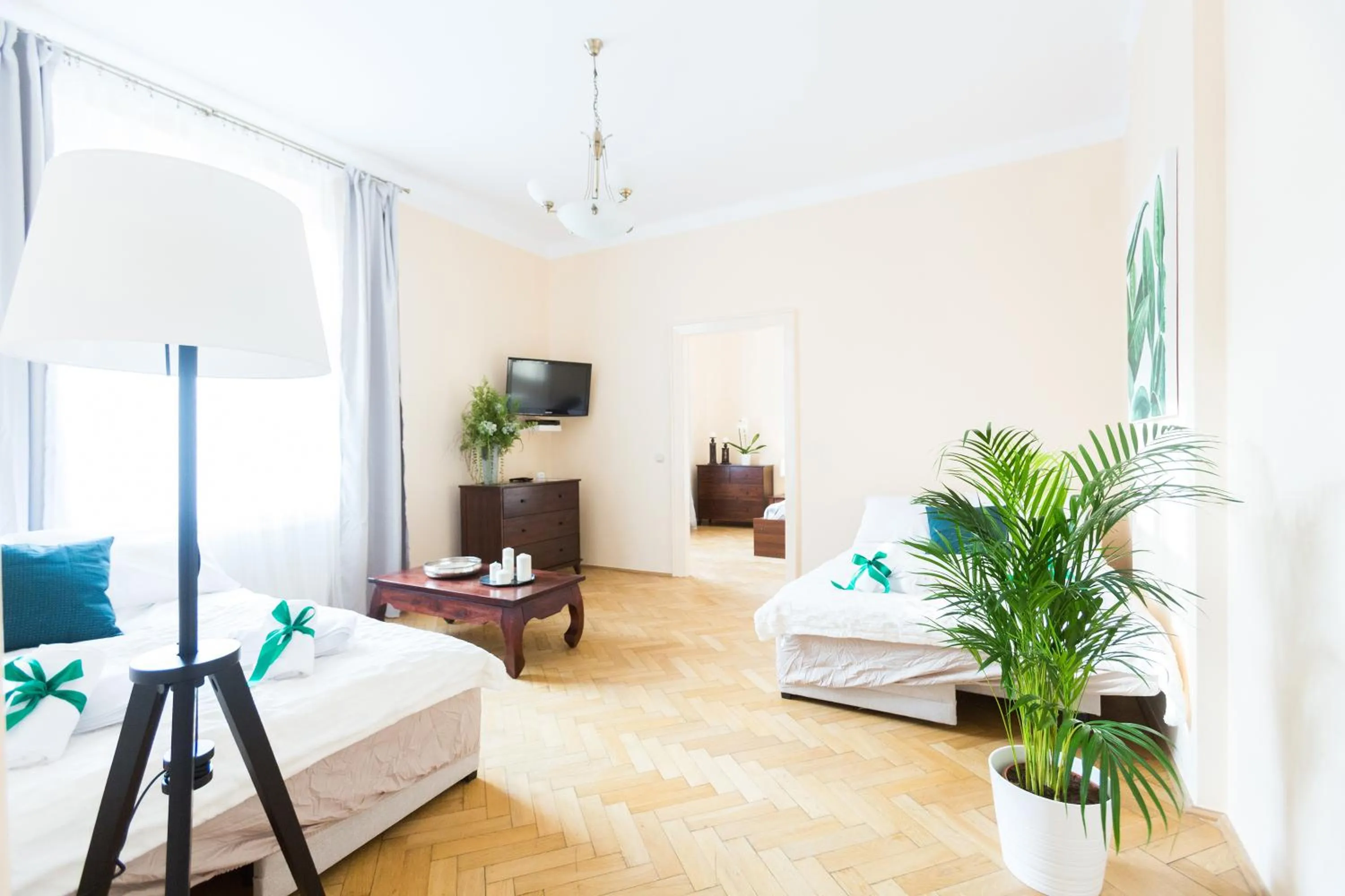 Living room, Bed in Apartments Roman