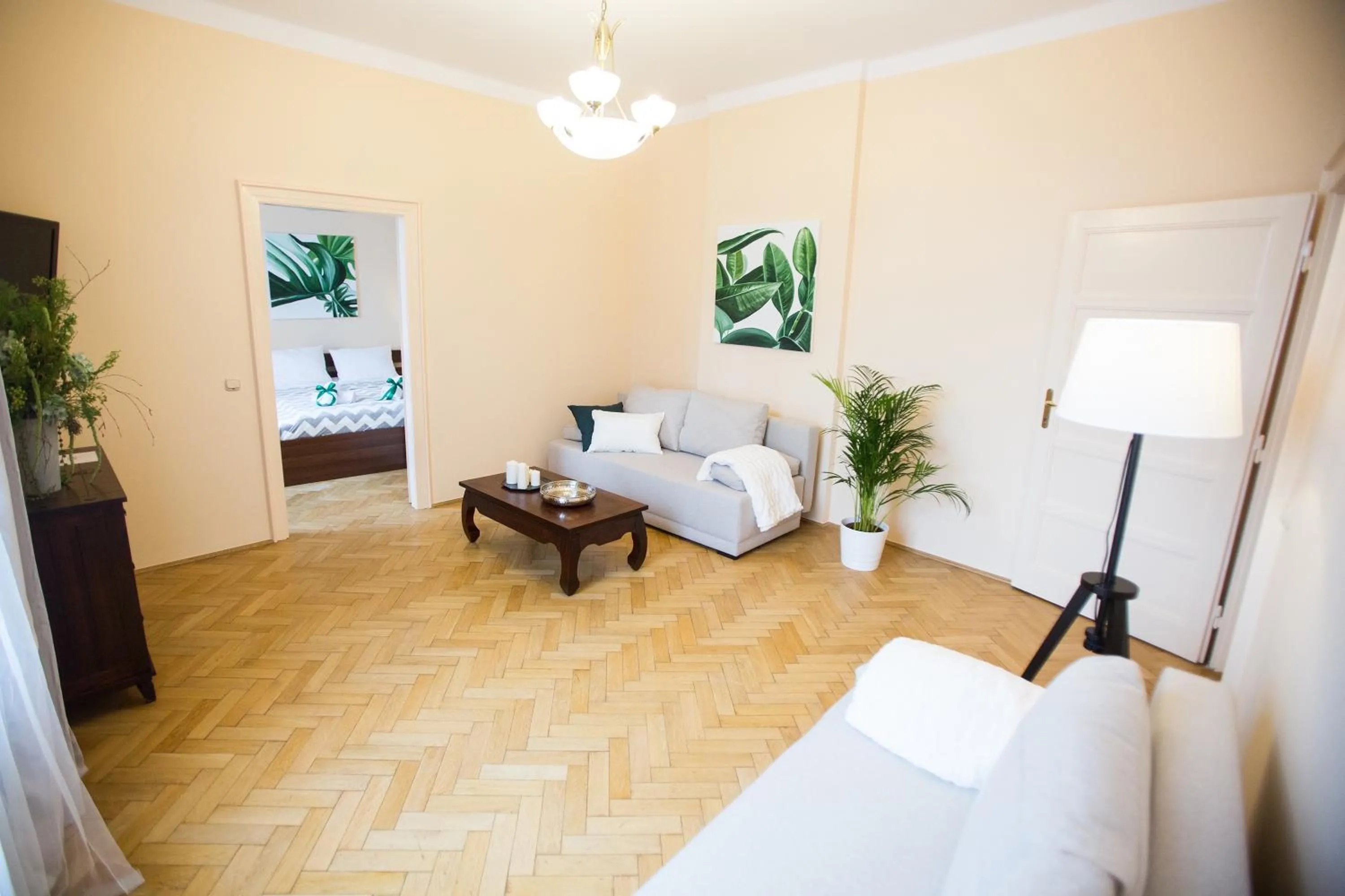 Living room, Bed in Apartments Roman