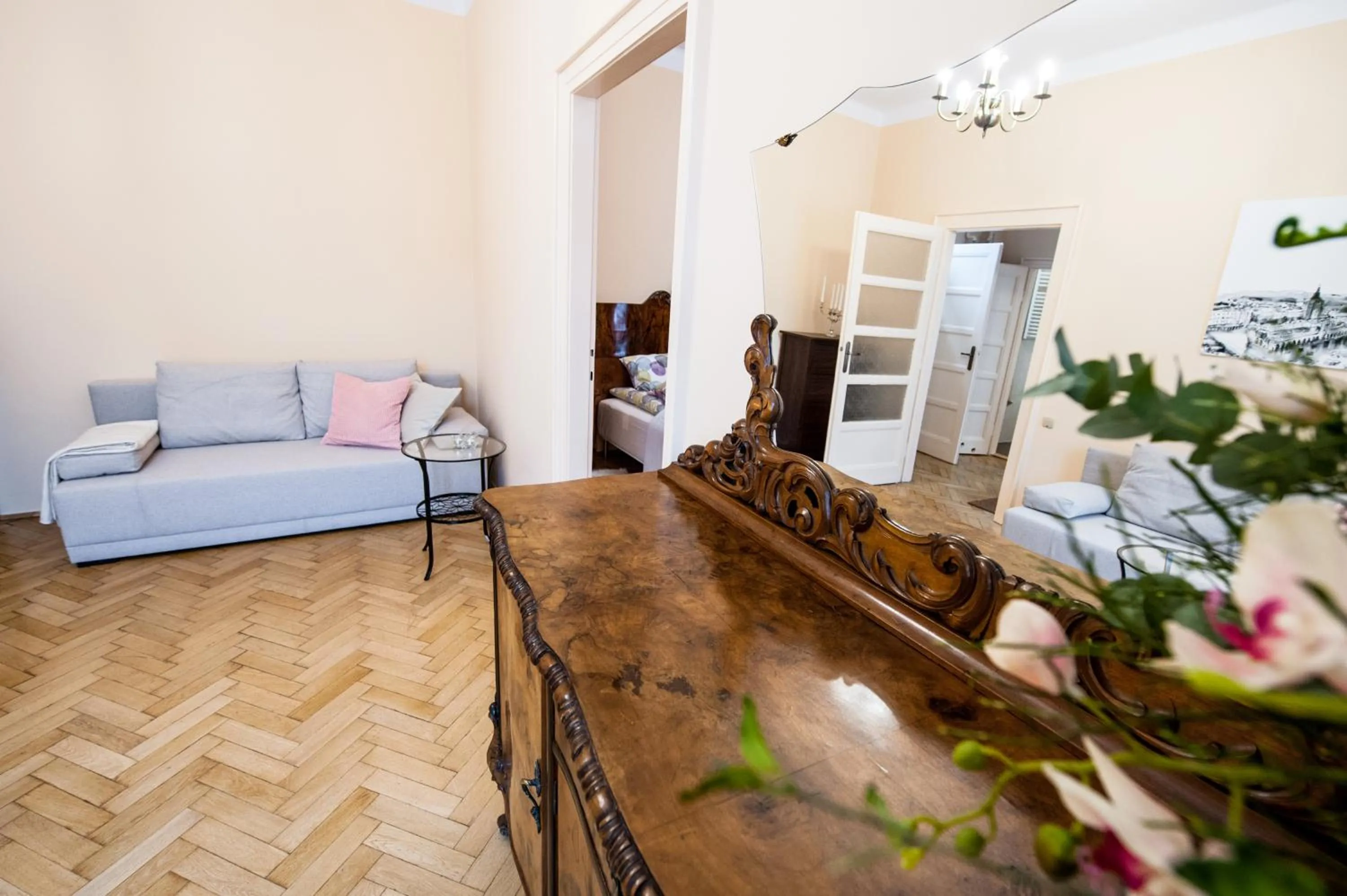 Living room, Bed in Apartments Roman