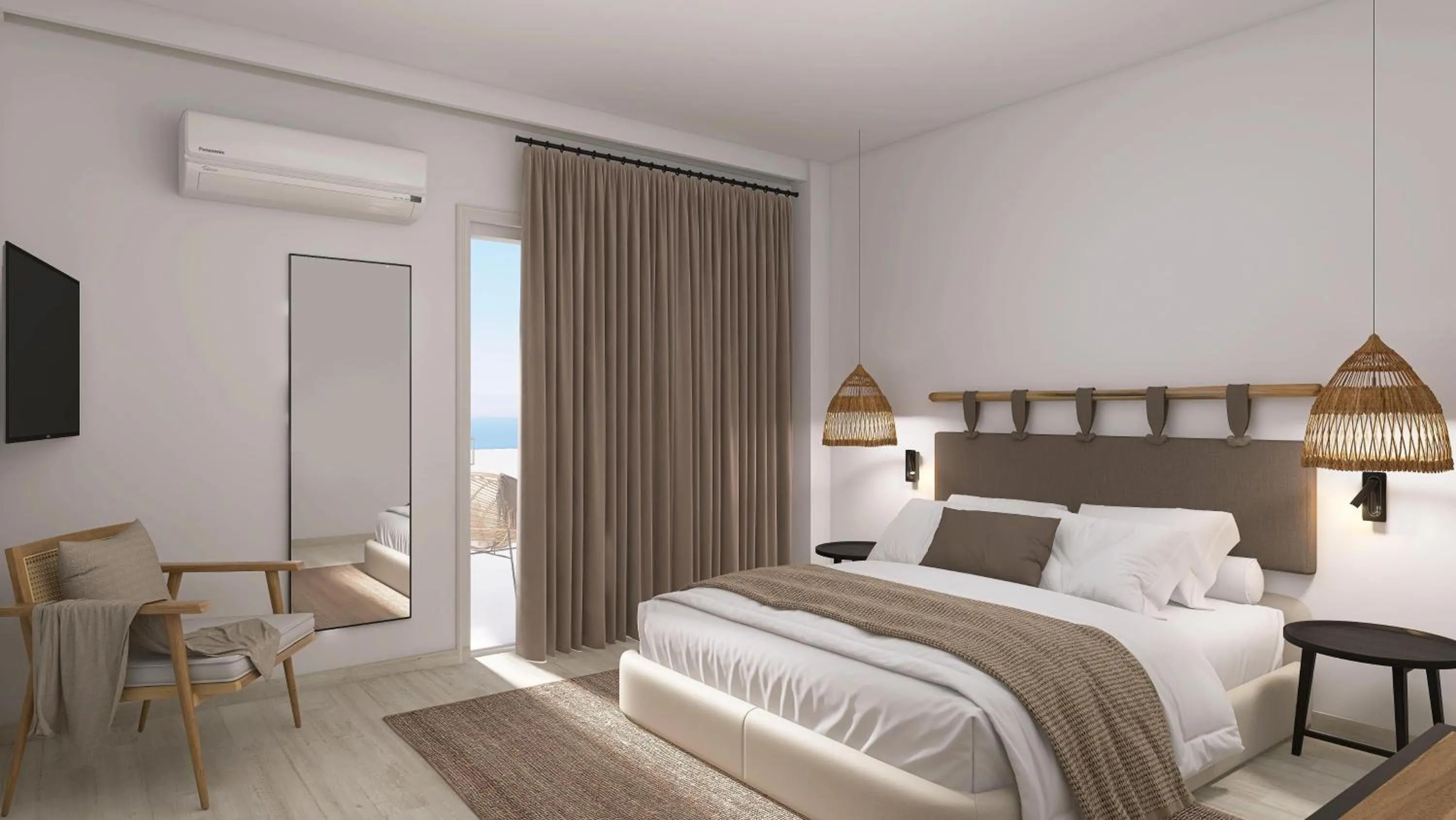 Bedroom, Bed in Pounda Resort Paros, a member of Radisson Individuals